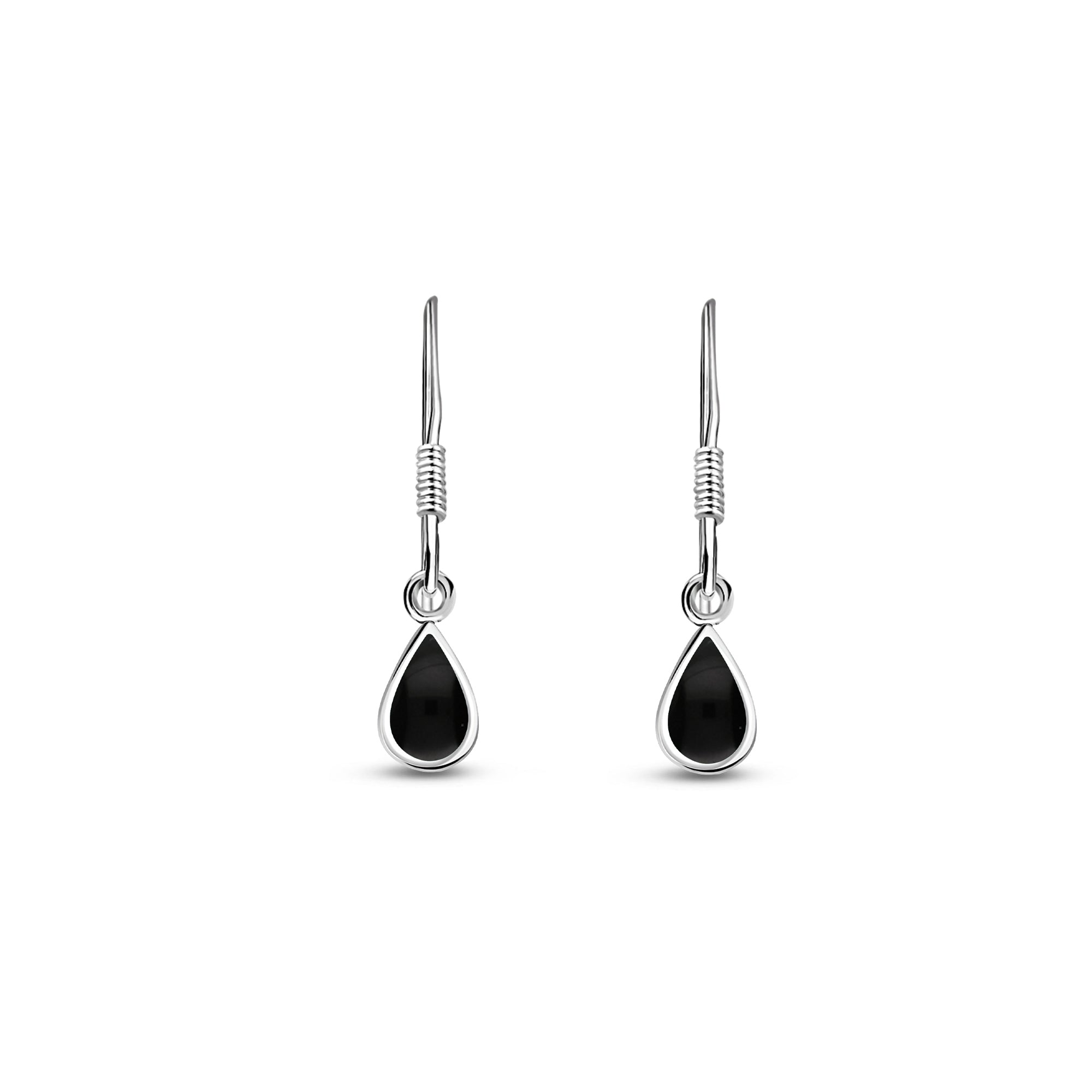Sterling Silver Whitby Jet Dinky Teardrop Earrings for Women - Elegant Gothic Jewelry for Everyday Wear & Special Occasions