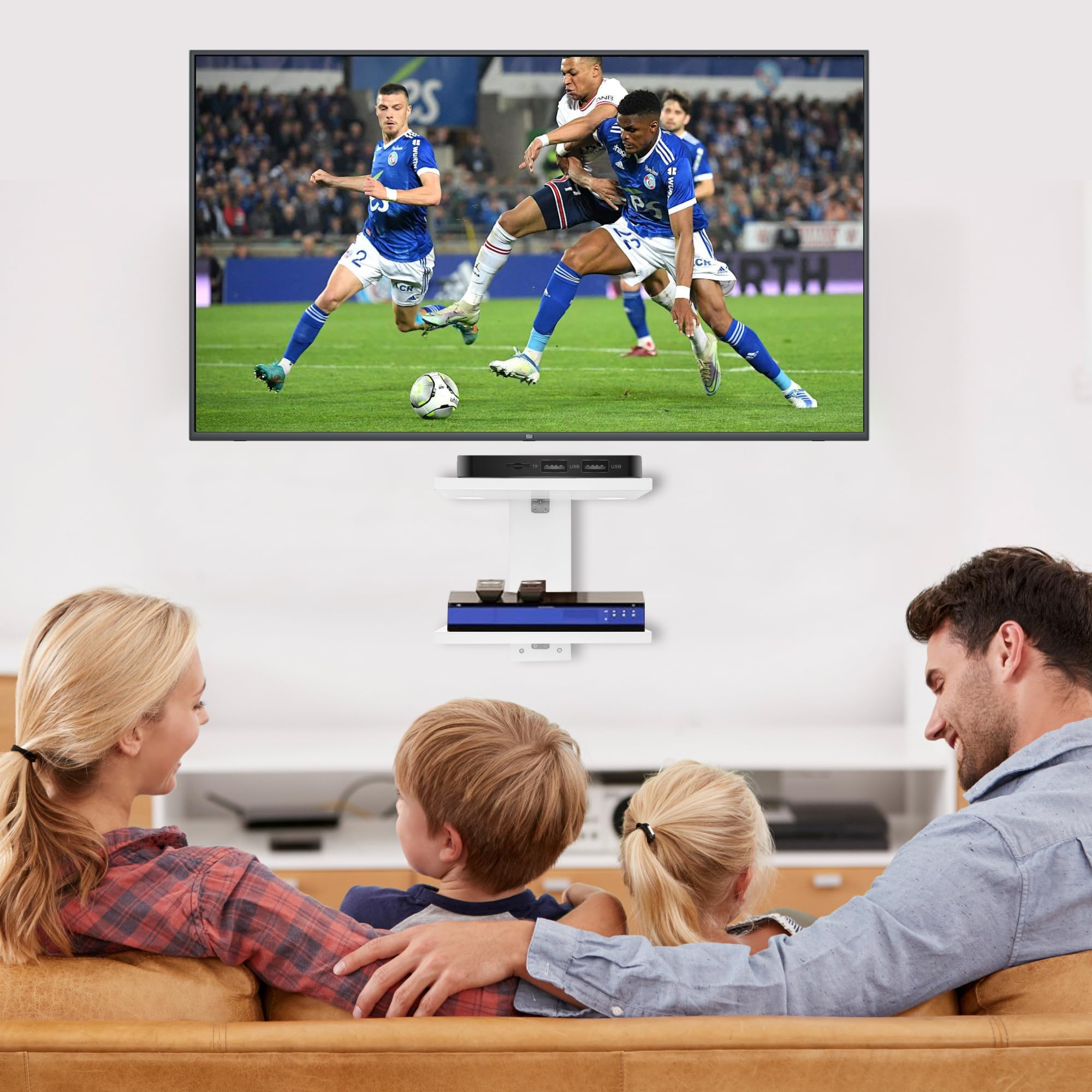 Floating TV Shelf for Projector, PS5, DVD - Wall Mounted Storage for Living Room