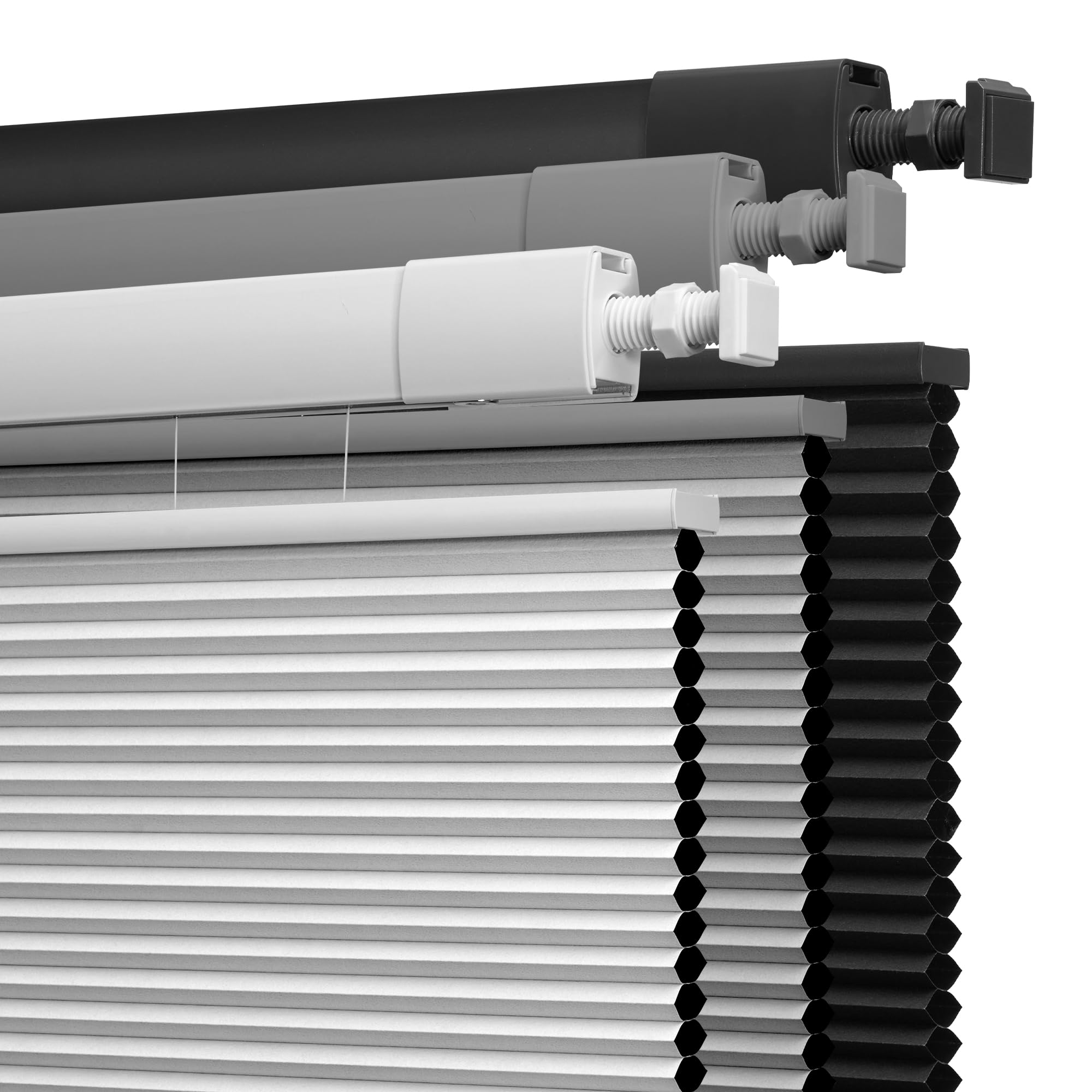Boolegon No Drill No Tools Cellular Shades - Top Down Bottom Up Honeycomb Blinds, Blackout Cordless Window Coverings - Easy Install for Home & Office, Custom Size (Blackout-White) - Perfect for Bedrooms, Living Rooms & Home Theaters