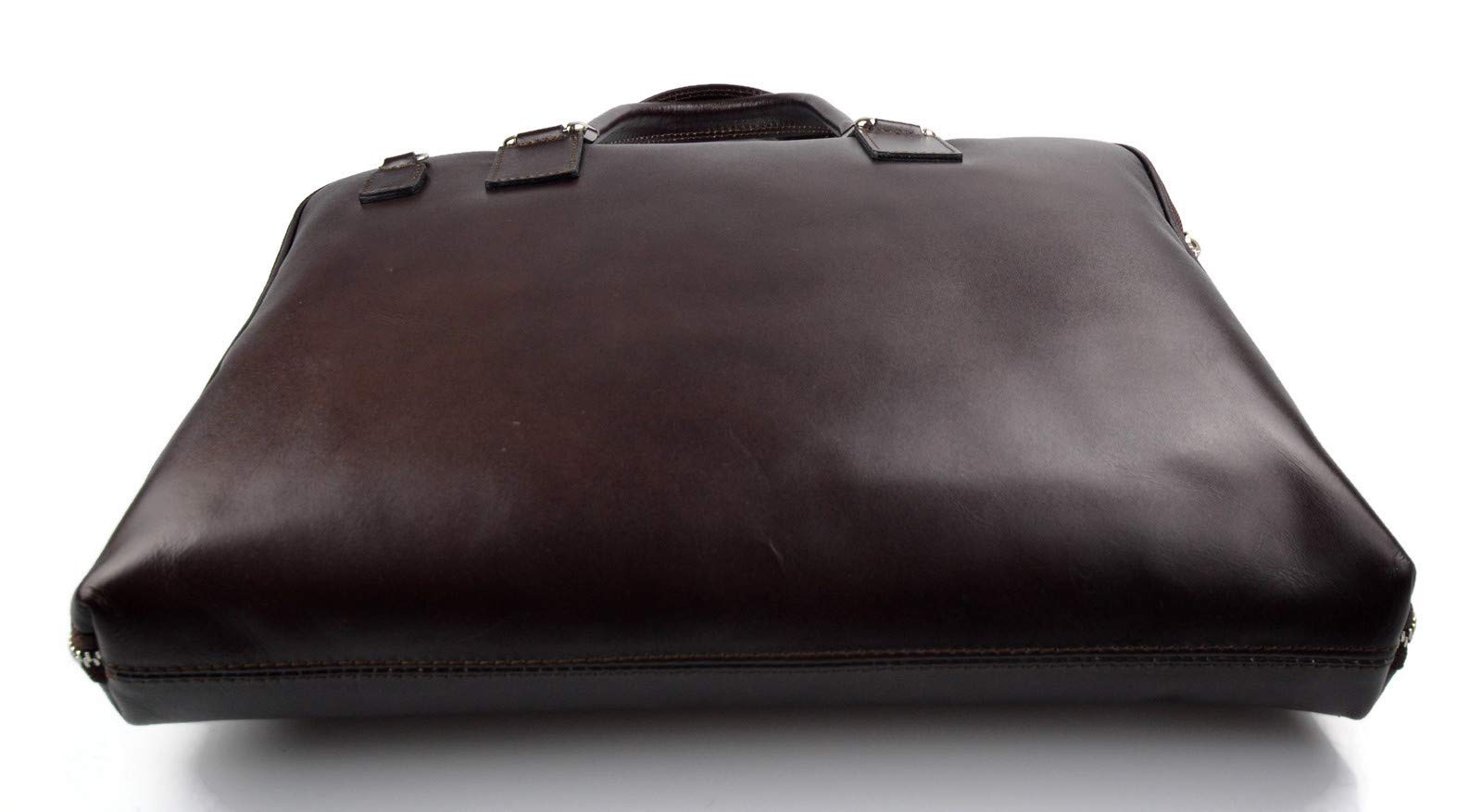 Genuine Leather Shoulder Bag for Women - Italian Made Dark Brown Messenger Purse with Adjustable Strap - Perfect for Office, Travel & Casual Use