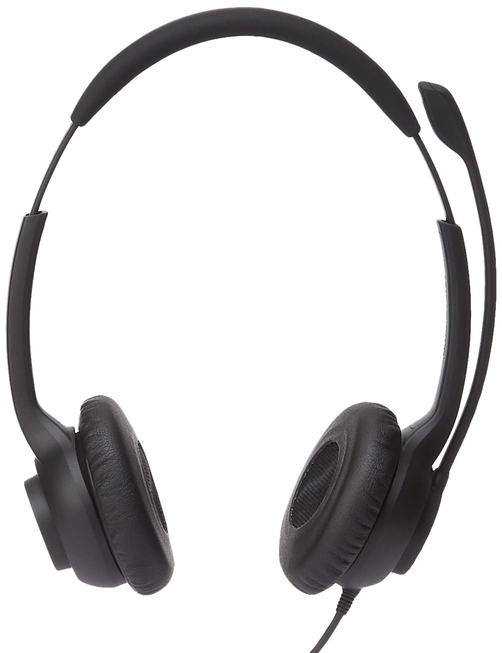 AmazonCommercial Double Sided Wired USB Headset with Noise Cancelling Mic - Computer Headphones for Office, Call Center, Gaming & Remote Work (Black)