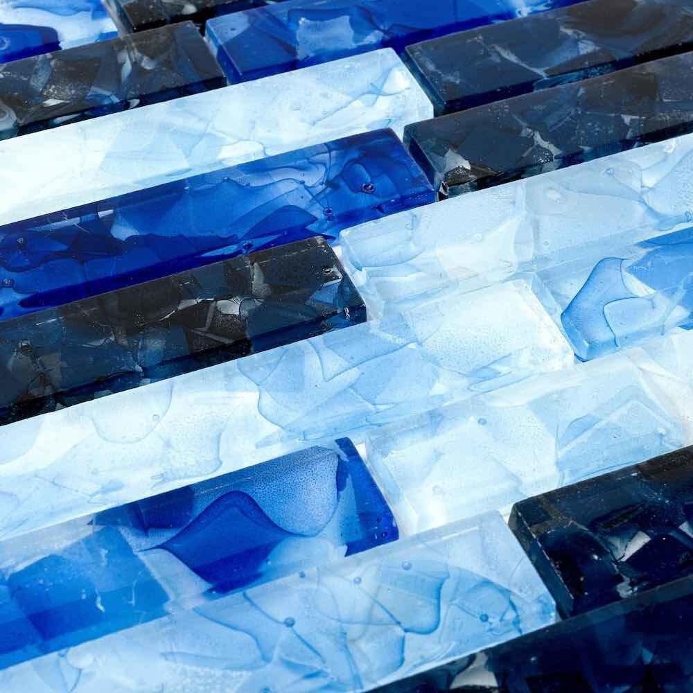 Premium Cobalt Blue Liquid Glass Mosaic Tile - 1