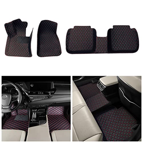 Muchkey All-Weather Car Floor Mats for RAM 1500 2018-2019 - Non-Slip Leather Floor Liners, Black & Red - Perfect for Off-Roading, Daily Commuting & Extreme Weather Protection