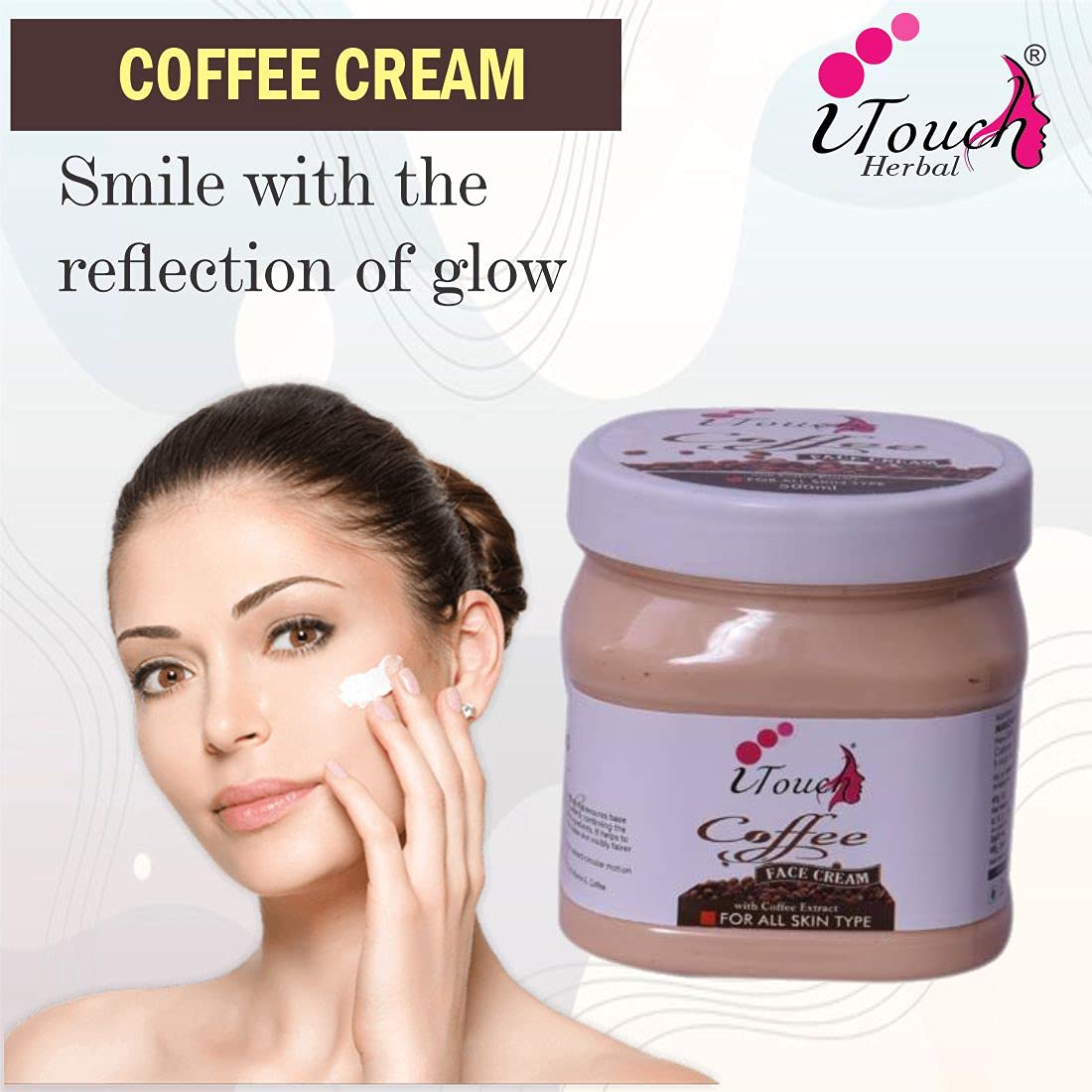 I TOUCH Herbal Coffee Cream for Face & Body - Moisturizing, Whitening & Brightening Cream | Softening & Nourishing Skin Care (500ml) | Perfect for Daily Hydration & Glowing Skin