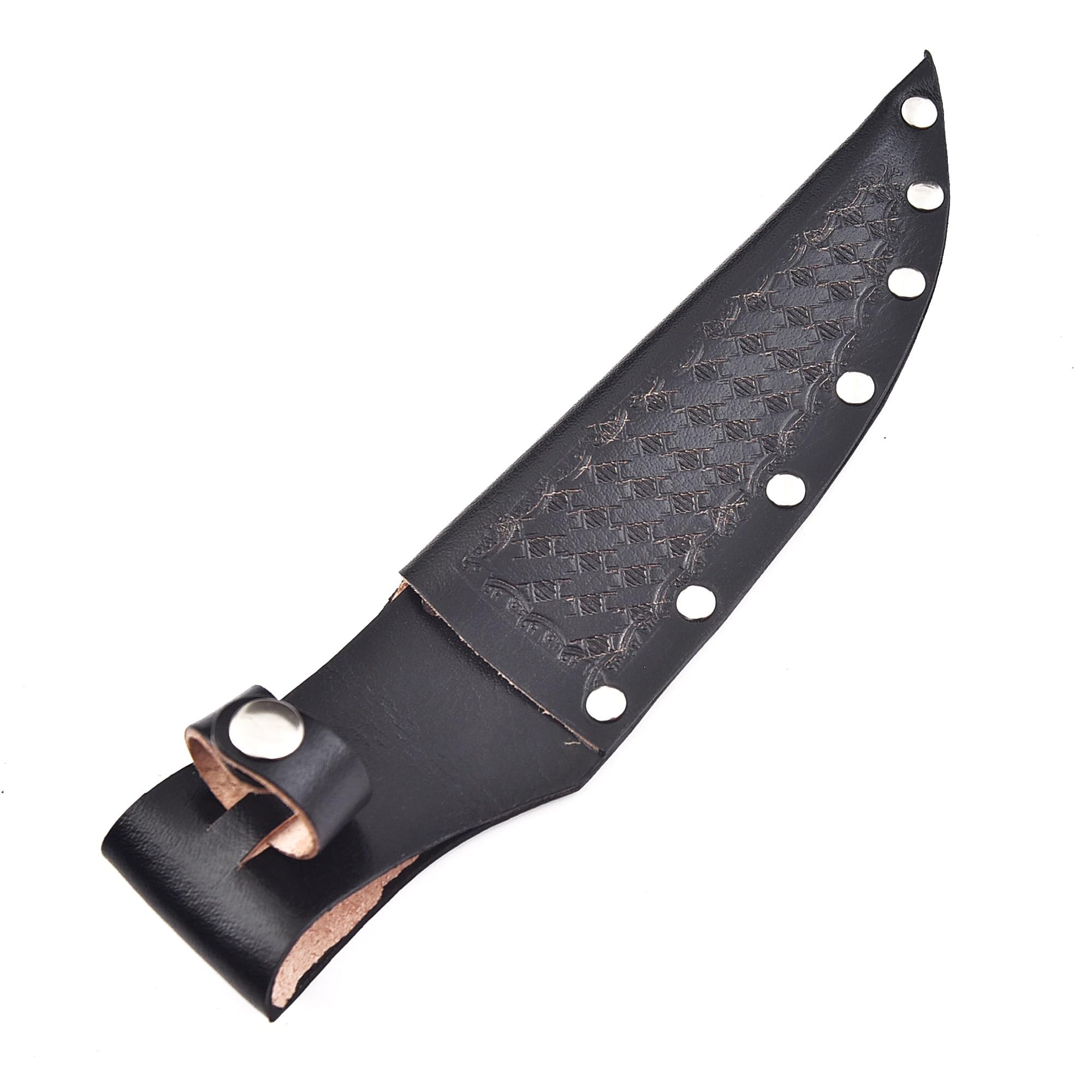 Premium Genuine Leather Knife Sheath for 6 Inch Fixed Blade Knives - Black Basket Weave Design with Belt Holder | Hunting, Camping & Outdoor Survival Gear