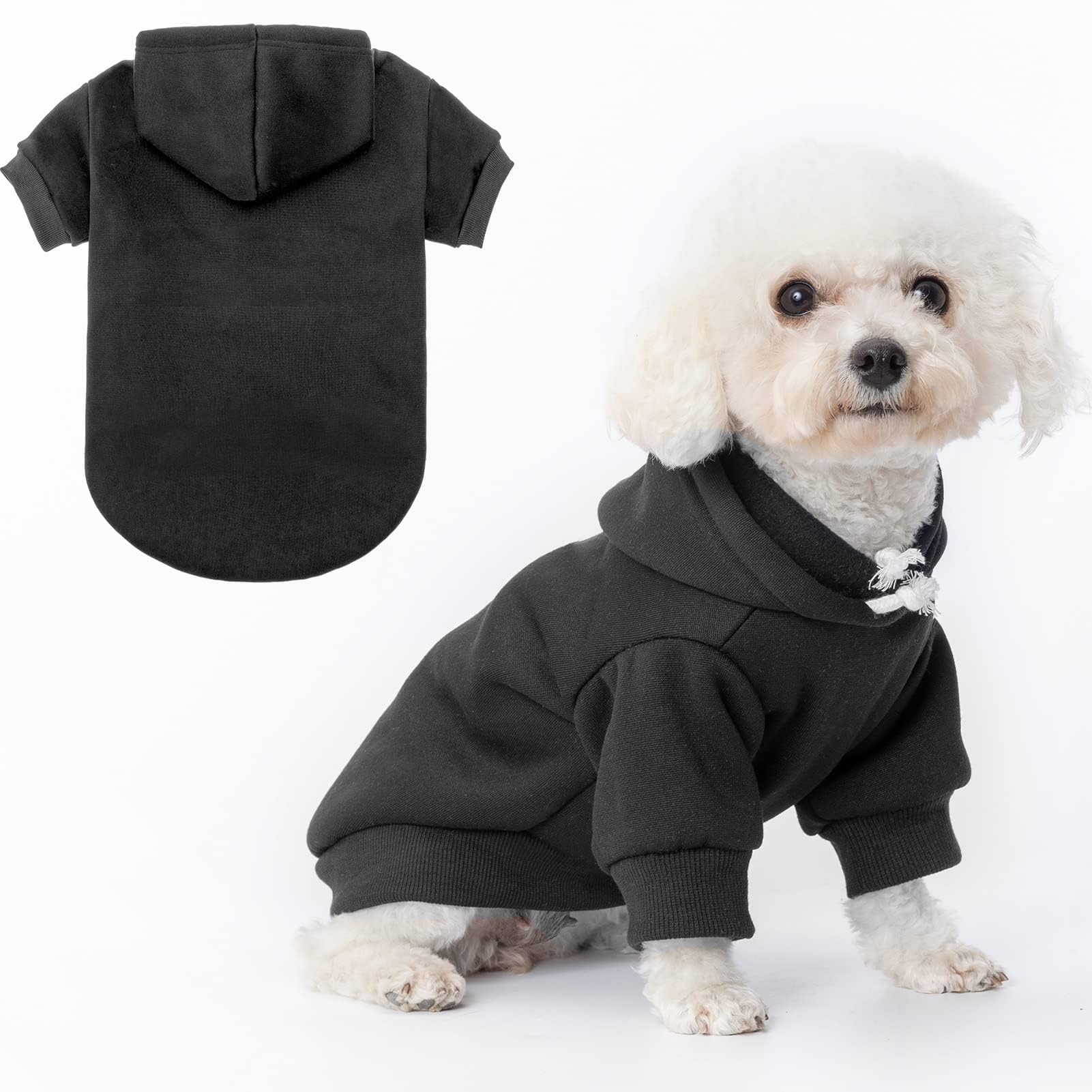 BINGPET Fleece Lined Dog Hoodies - Soft Warm Winter Sweater with Hood for Small Medium Large Dogs & Cats | Cozy Fall & Winter Outfit for Pets Indoor & Outdoor Activities