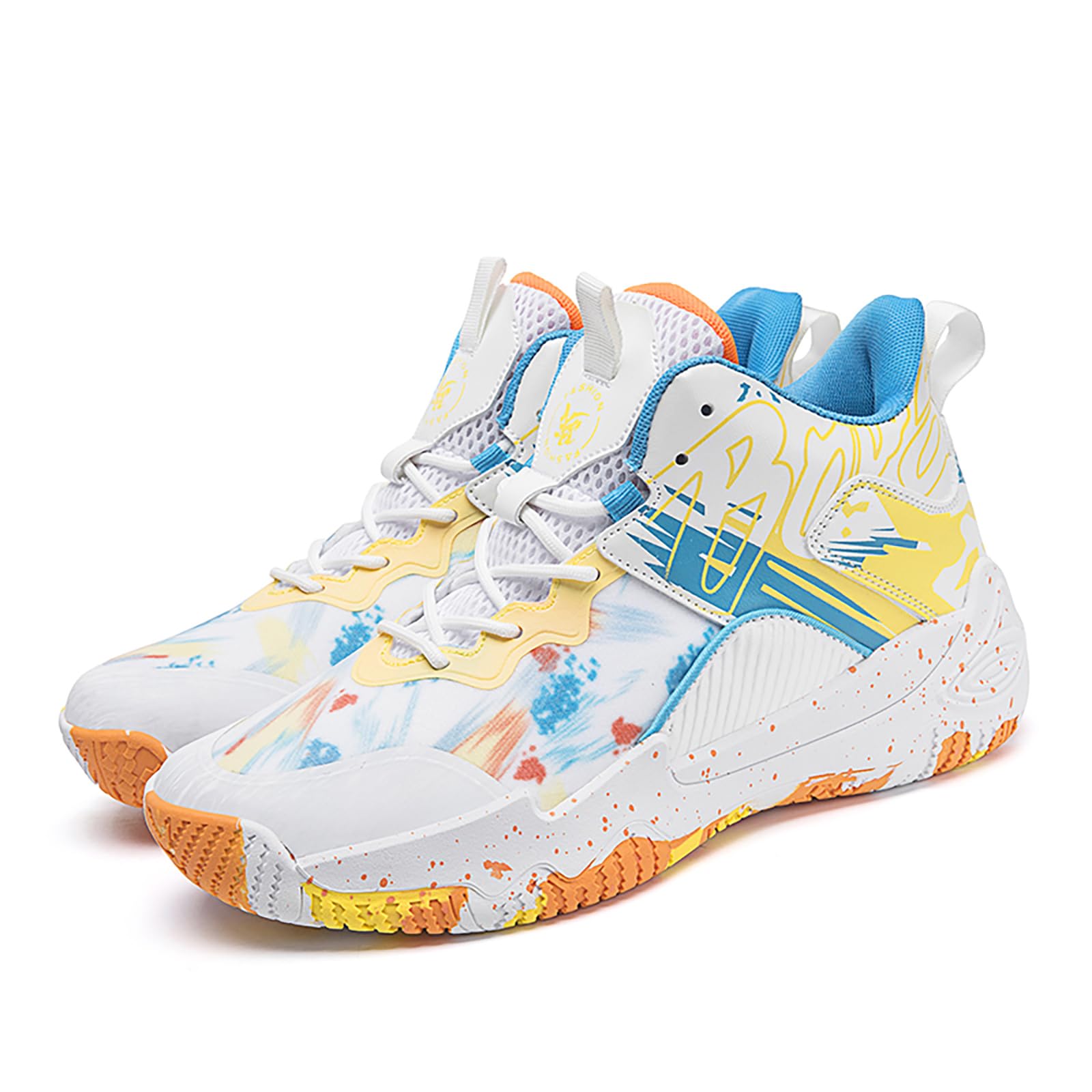 Men's & Women's Basketball Shoes - High Rebound Non-Slip Running Sneakers with Colorful Painting Design | Perfect for Court Play, Gym Workouts & Casual Streetwear