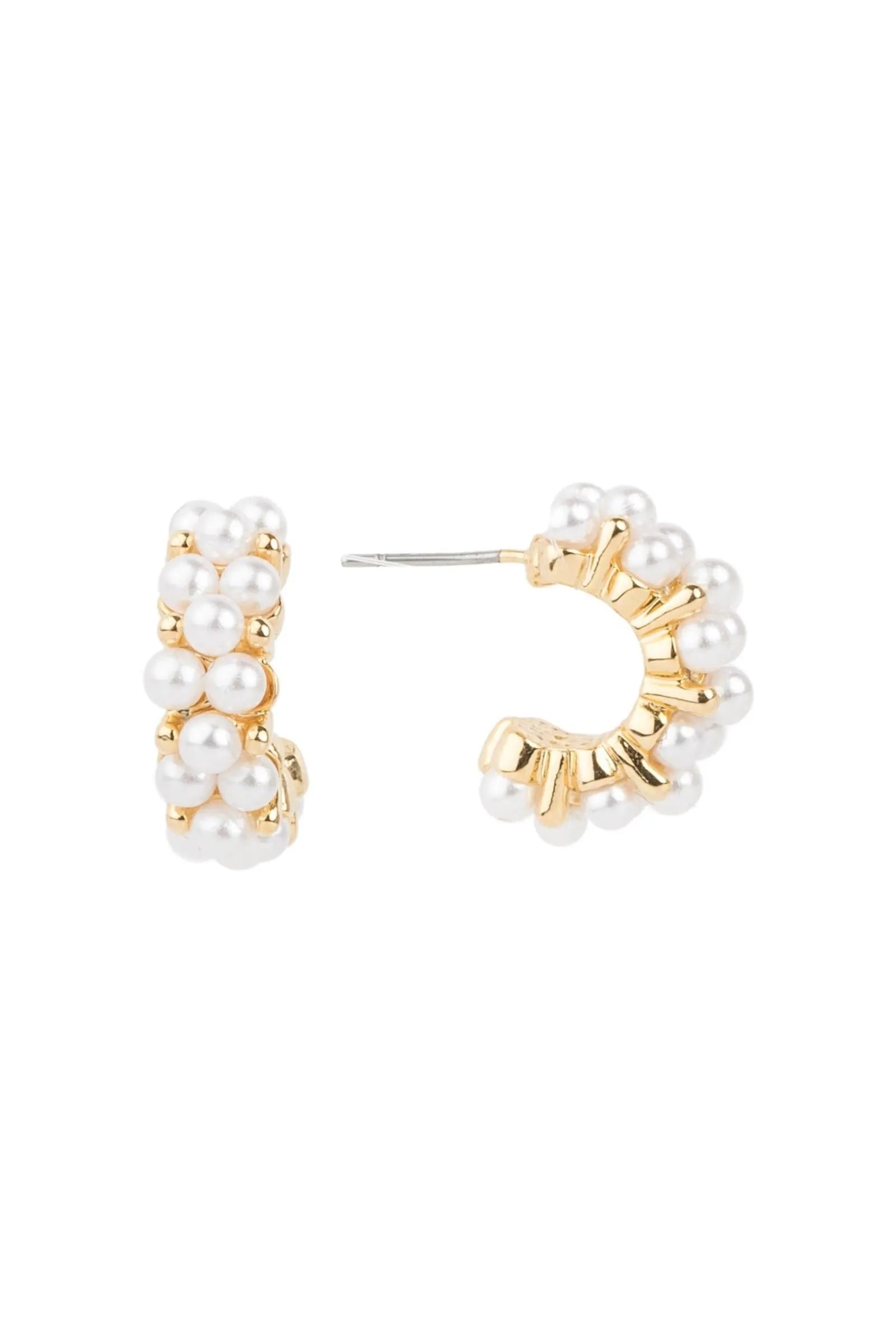 Pearl Embellished Hoop Earrings for Women - Elegant Gold Plated Dangle Earrings with Freshwater Pearls - Perfect for Weddings, Parties & Everyday Wear