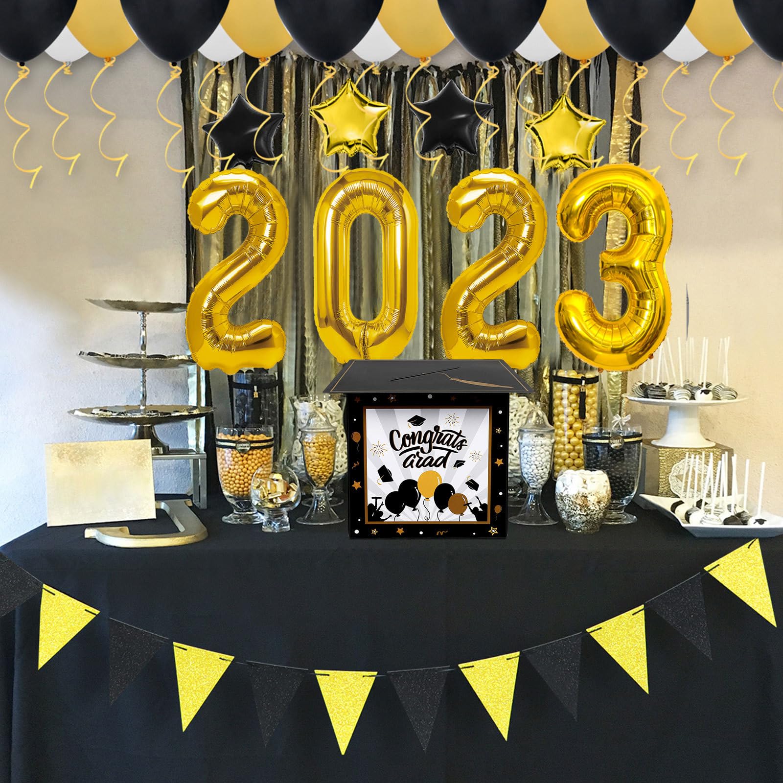PRETYZOOM 2023 Graduation Card Box - Congrats Grad Gift Box Holder for Graduation Party, Ceremony & Birthday - Perfect Graduation Party Supplies for High School & College Graduates - Great for Photo Displays & Gift Card Storage