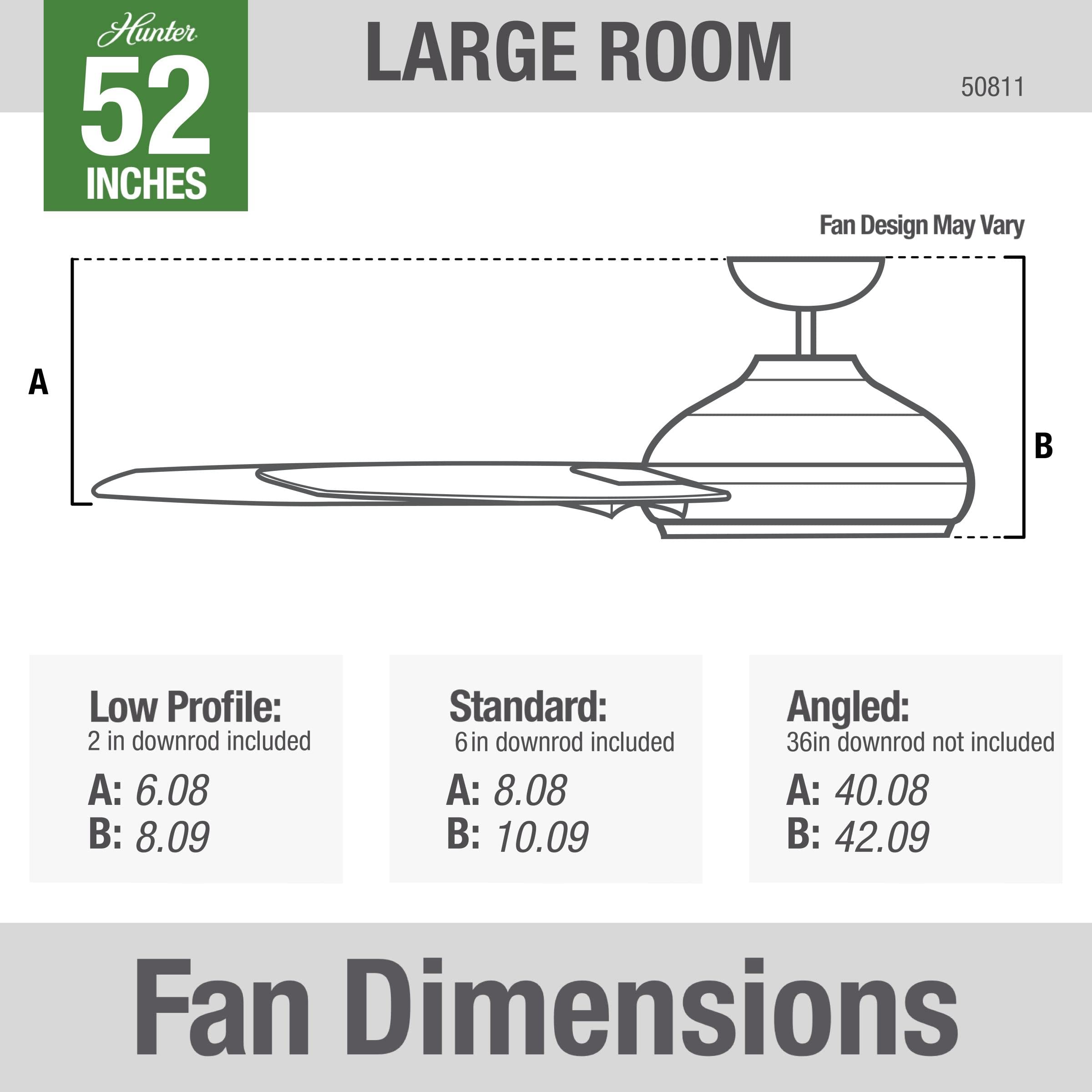 Hunter 50811 Presto 52-Inch Indoor Ceiling Fan with Light Kit, Matte White Finish - Perfect for Living Room, Bedroom, and Home Office Cooling