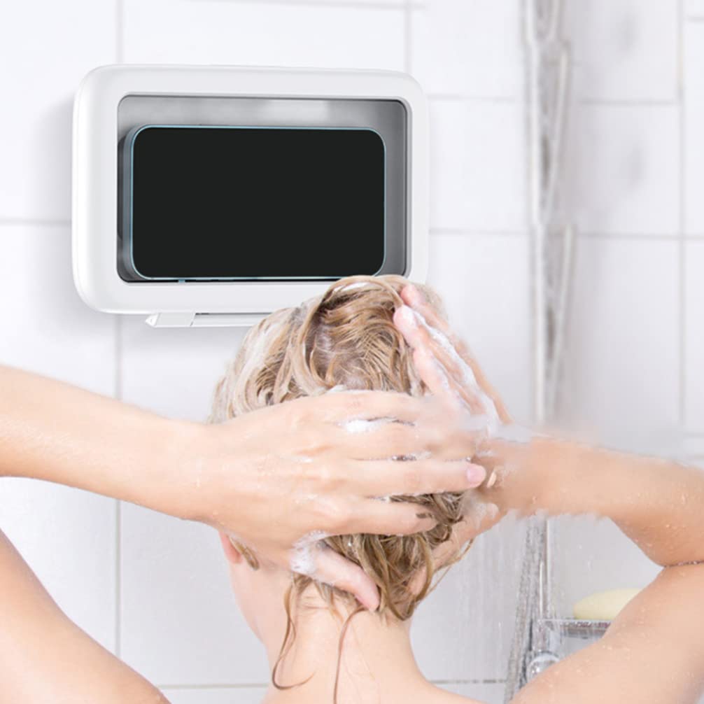 Waterproof Shower Phone Holder - Touch Screen Bathroom Phone Case with Suction Cup, White - Perfect for Shower, Bath, Pool & Beach Use