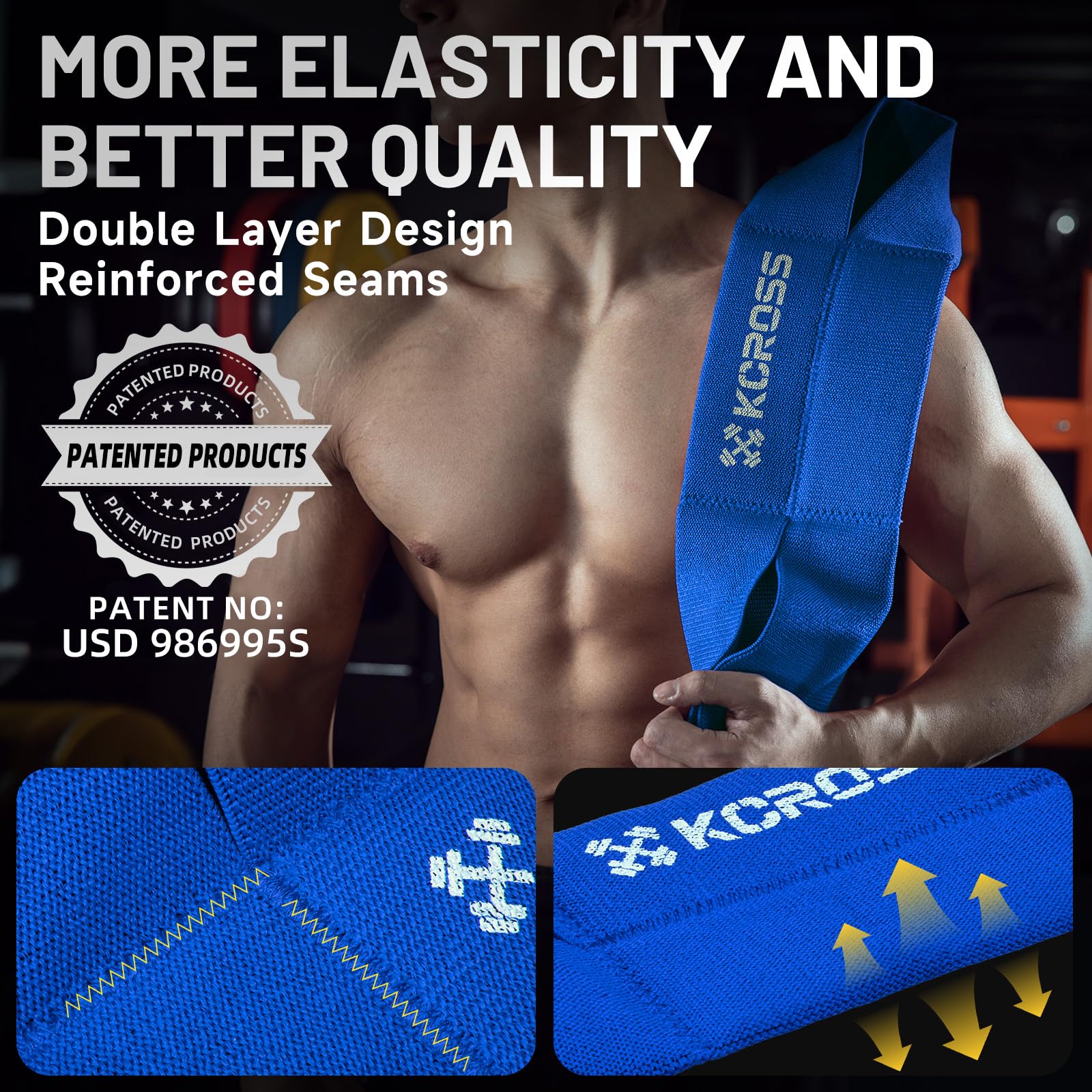KCROSS Bench Press Band for Men & Women - Heavy Duty Weight Lifting Resistance Bands for Strength Training, Push Up Exercises & Home Gym Workouts - Perfect for CrossFit, Powerlifting & Home Fitness Routines