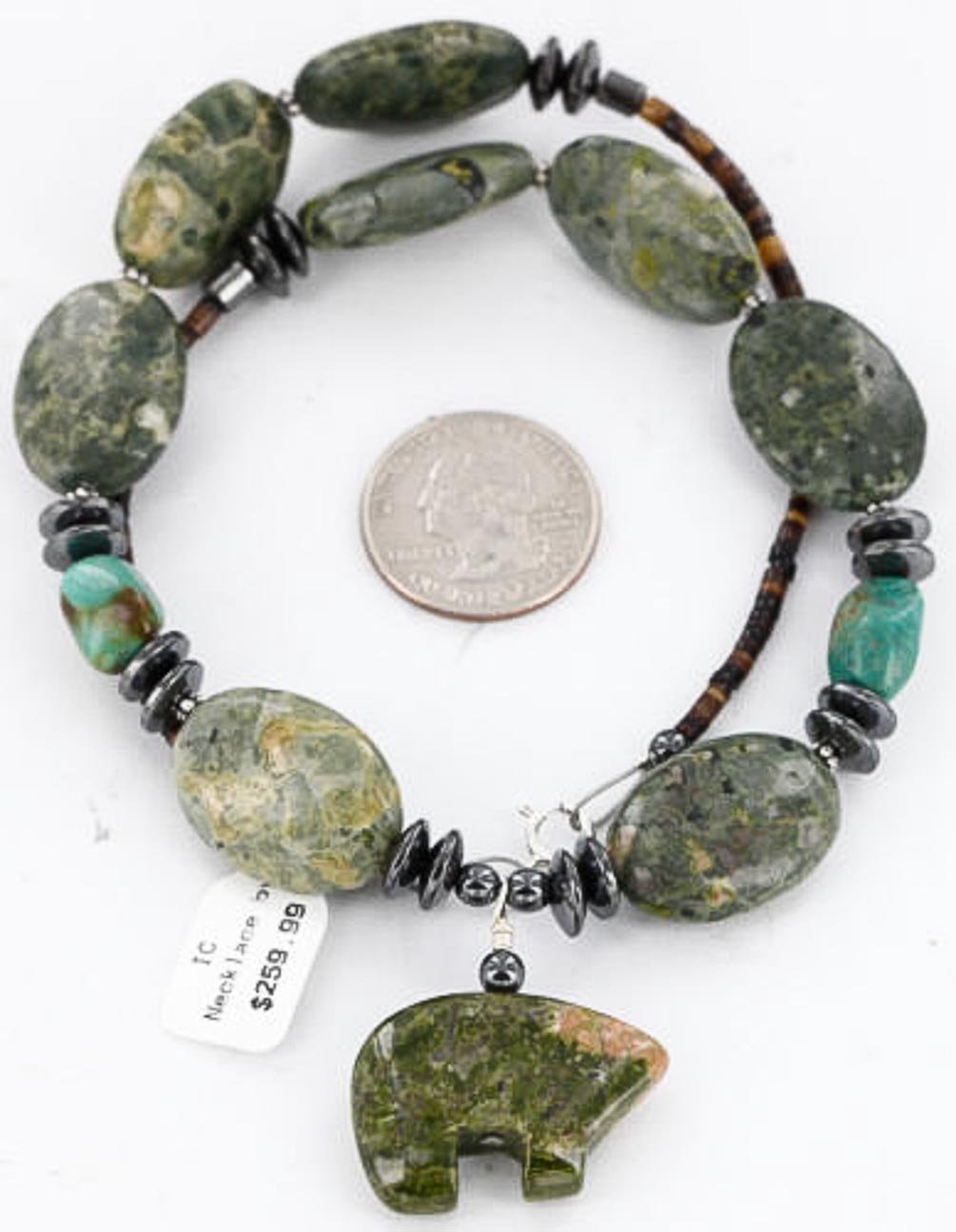 Authentic Navajo .925 Sterling Silver Turquoise & Jasper Native American Necklace - Handcrafted Jewelry for Women, Boho Style, Gift for Her, Perfect for Festivals & Special Occasions