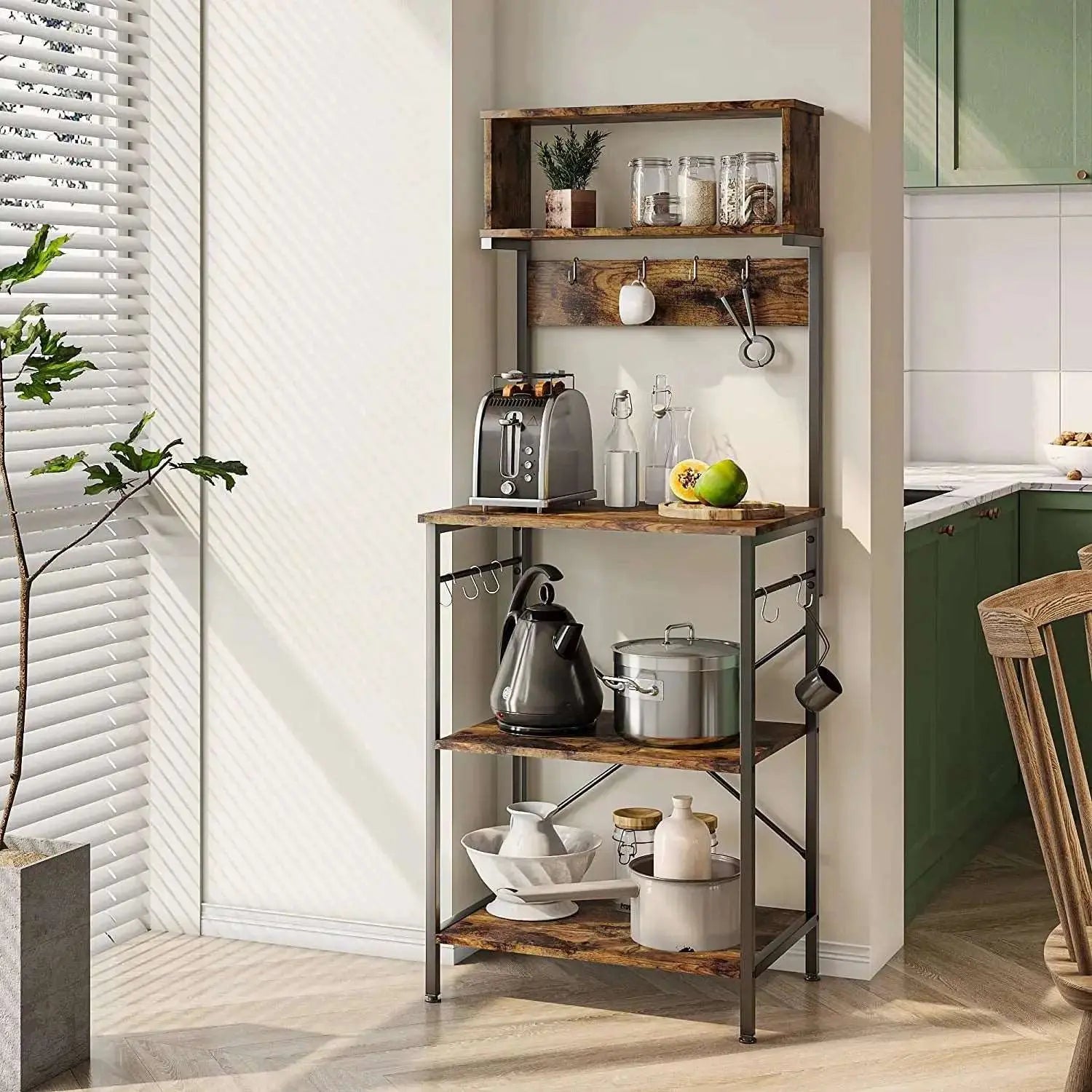 Bestier 5-Tier Microwave Stand with Storage - Space Saving Kitchen Organizer, Coffee Bar Table for Small Apartments - Perfect for Kitchen Counter, Pantry or Dorm Room Organization