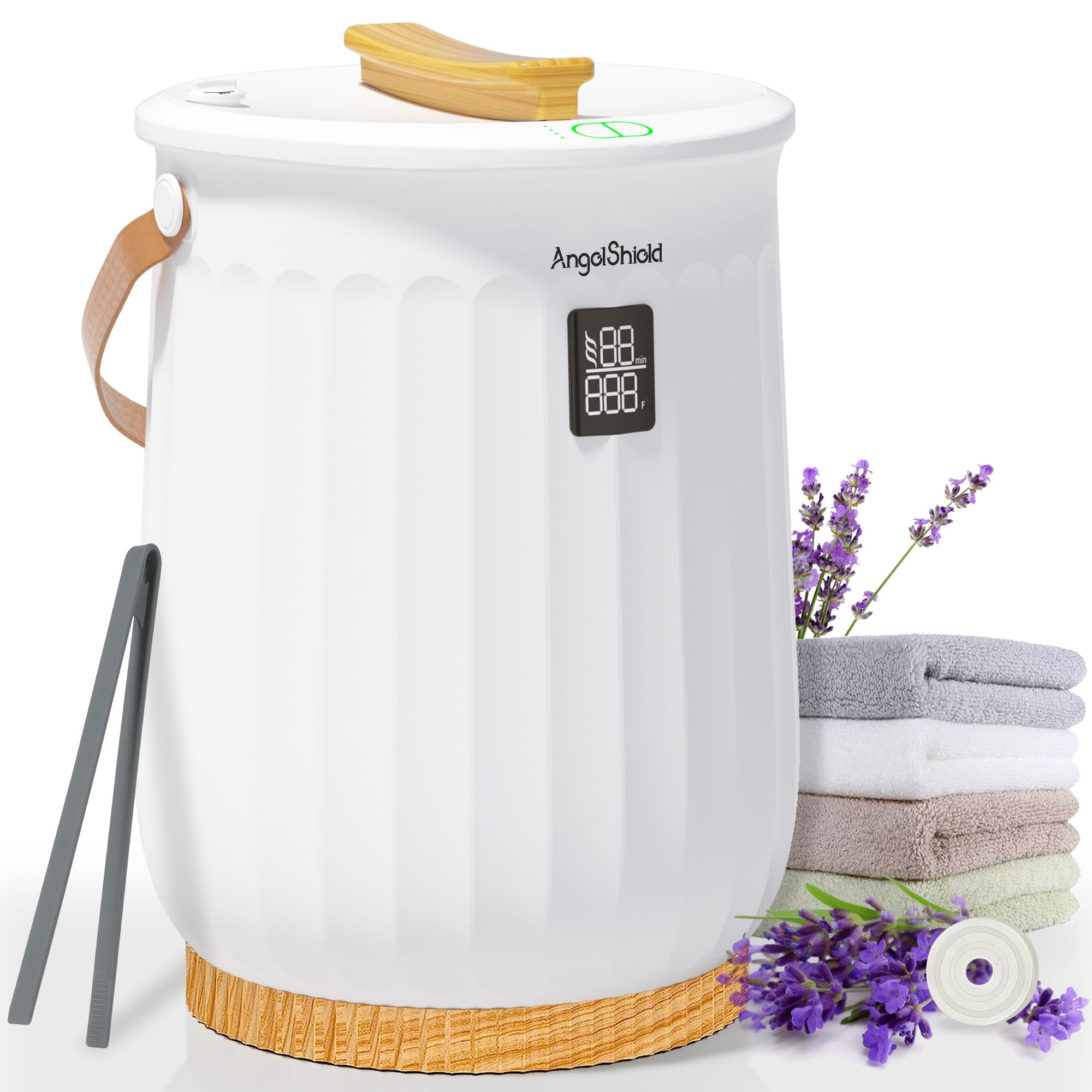 Angol Shiold 20L Electric Towel Warmer Bucket - Fast 1-Minute Heating, LED Display, Timer & Safety Lock - Perfect for Bathrooms, Spas, Gifts - Warms Oversized Towels, Bathrobes & Aromatherapy Essentials for Ultimate Relaxation