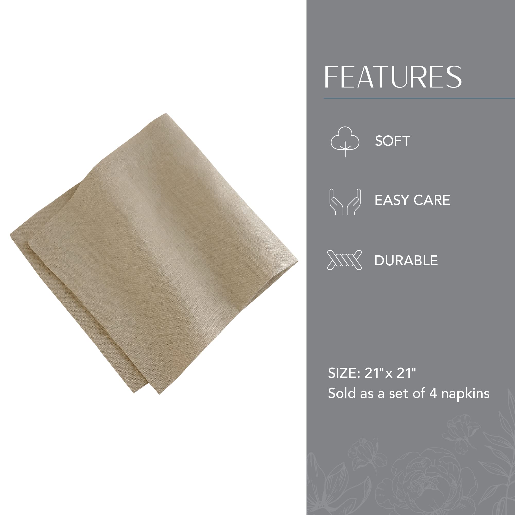 Elrene Home Fashions Villeroy & Boch La Classica Cotton Napkins Set - Premium Dinner Napkins for Fine Dining, Parties & Holiday Table Settings