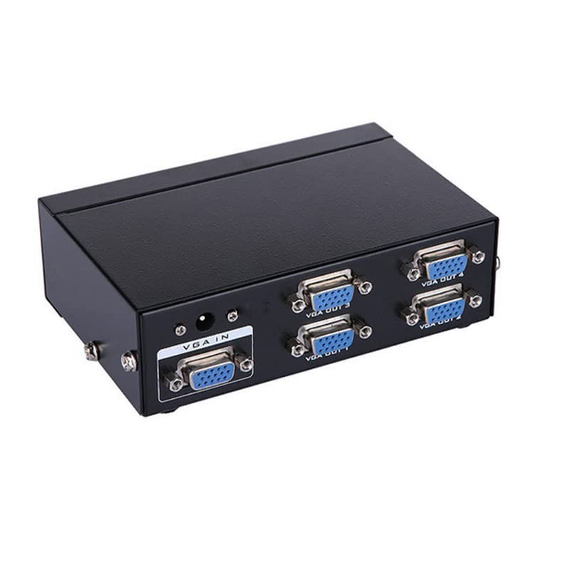 axGear 1 PC to 4 Port VGA Video Monitor Splitter Box with Power Adapter - Extend Display for Multi-Monitor Setup in Office, Classroom, or Home Theater System
