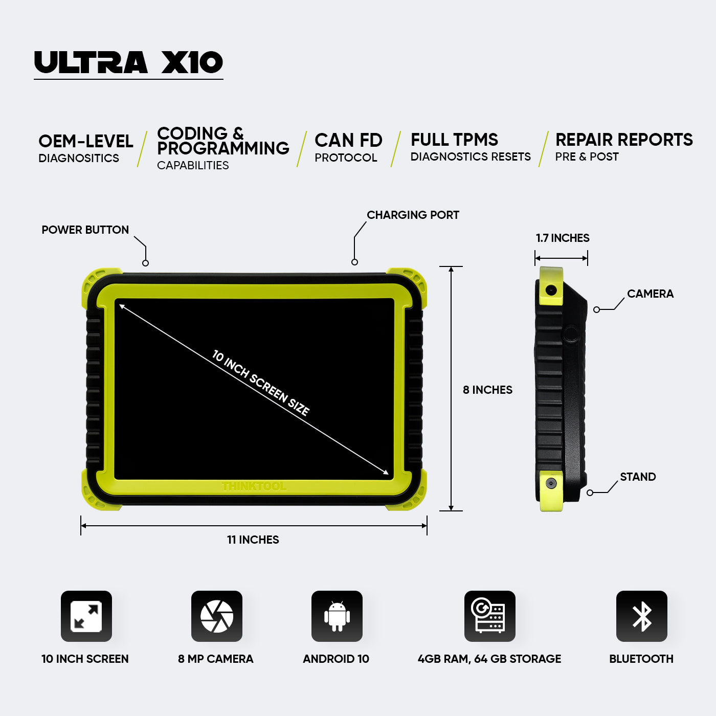 ULTRA X10 10-Inch Touchscreen OBD2 Scanner - Full System Auto Diagnostic Tool with CAN FD Protocol | 40% OFF | Perfect for Mechanics & DIY Car Repairs