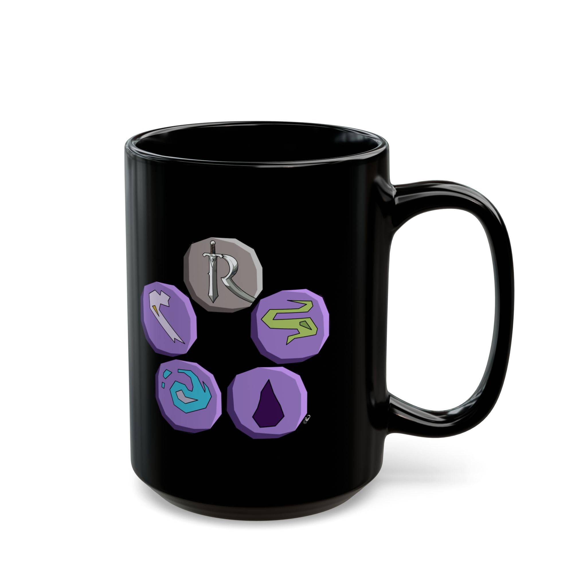 Necrotic Magic Runes Black Ceramic Mug - Gothic Gaming Coffee Cup & Tea Mug for PC Gamers - Perfect for Video Game Nights, Office Decor, and Geeky Drinkware