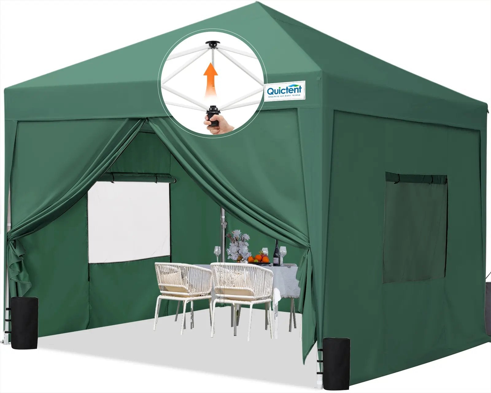 Quictent 10x10 Pop Up Canopy Tent with Sidewalls - Portable Privacy Shelter for Camping, Beach, Picnics & Outdoor Events