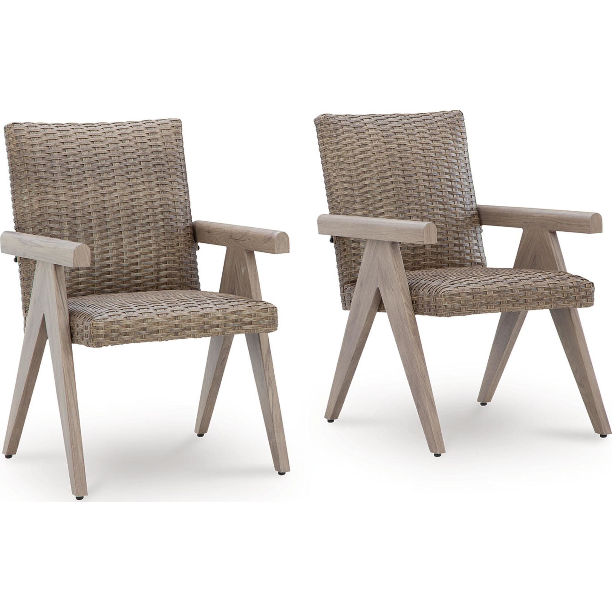 Carisbo Outdoor Patio Arm Chairs (Set of 2) - Waterproof Wicker Lounge Chairs with Cushions for Garden, Poolside, Deck & Backyard Relaxation