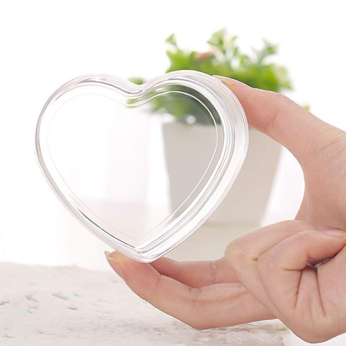 Cabilock 5-Piece Clear Heart-Shaped Jewelry Storage Box Set - Transparent Desktop Organizer for Rings, Earrings, Necklaces | Perfect for Home, Office & Travel Accessory Organization