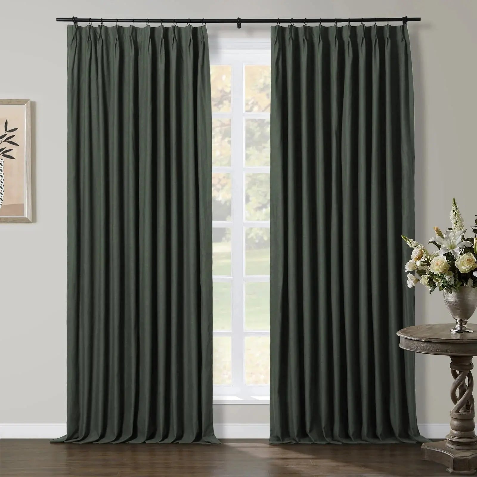 Luxury Linen Cotton Pleated Curtains - Blackout Drapes for Living Room & Bedroom - Elegant Home Decor Window Treatments
