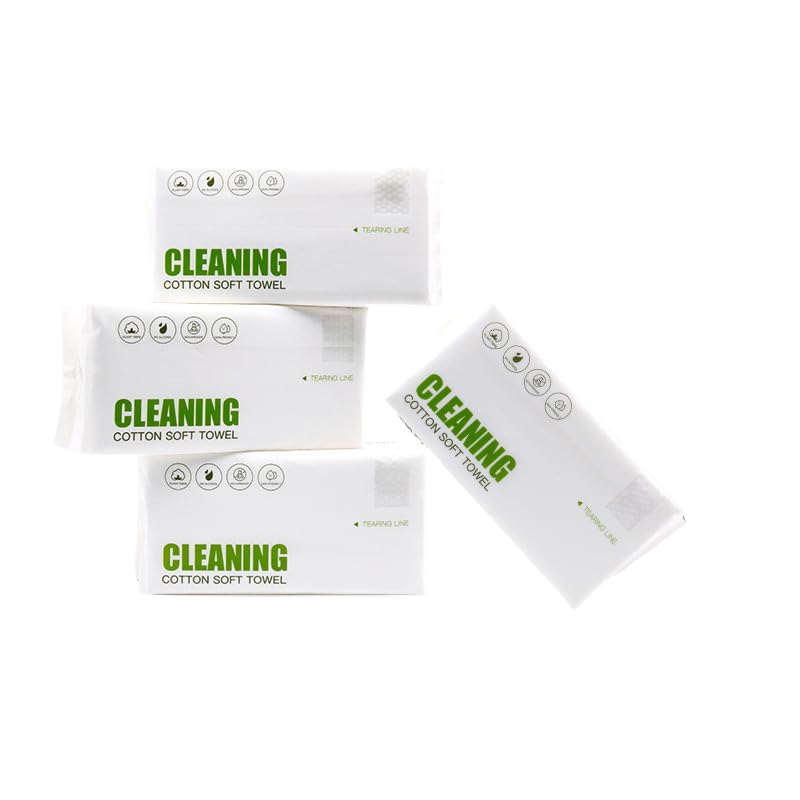Biodegradable Disposable Facial Cleansing Towels - 8x8 Inch Thickened Makeup Remover & Skin Cleansing Dry Wipes - 2 Packs (120 Count) for Travel, Gym & Daily Skincare Routine
