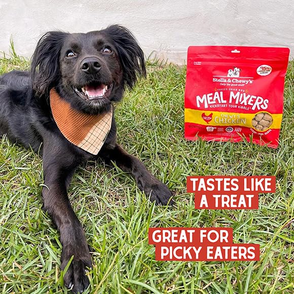 Stella & Chewy's Freeze-Dried Raw Chicken Dog Food Topper - 95% Cage-Free Chicken with Organs & Bone - Grain-Free Meal Mixer for Picky Eaters - 18oz Bag - Perfect for Kibble Topping, Training Treats & Digestive Health