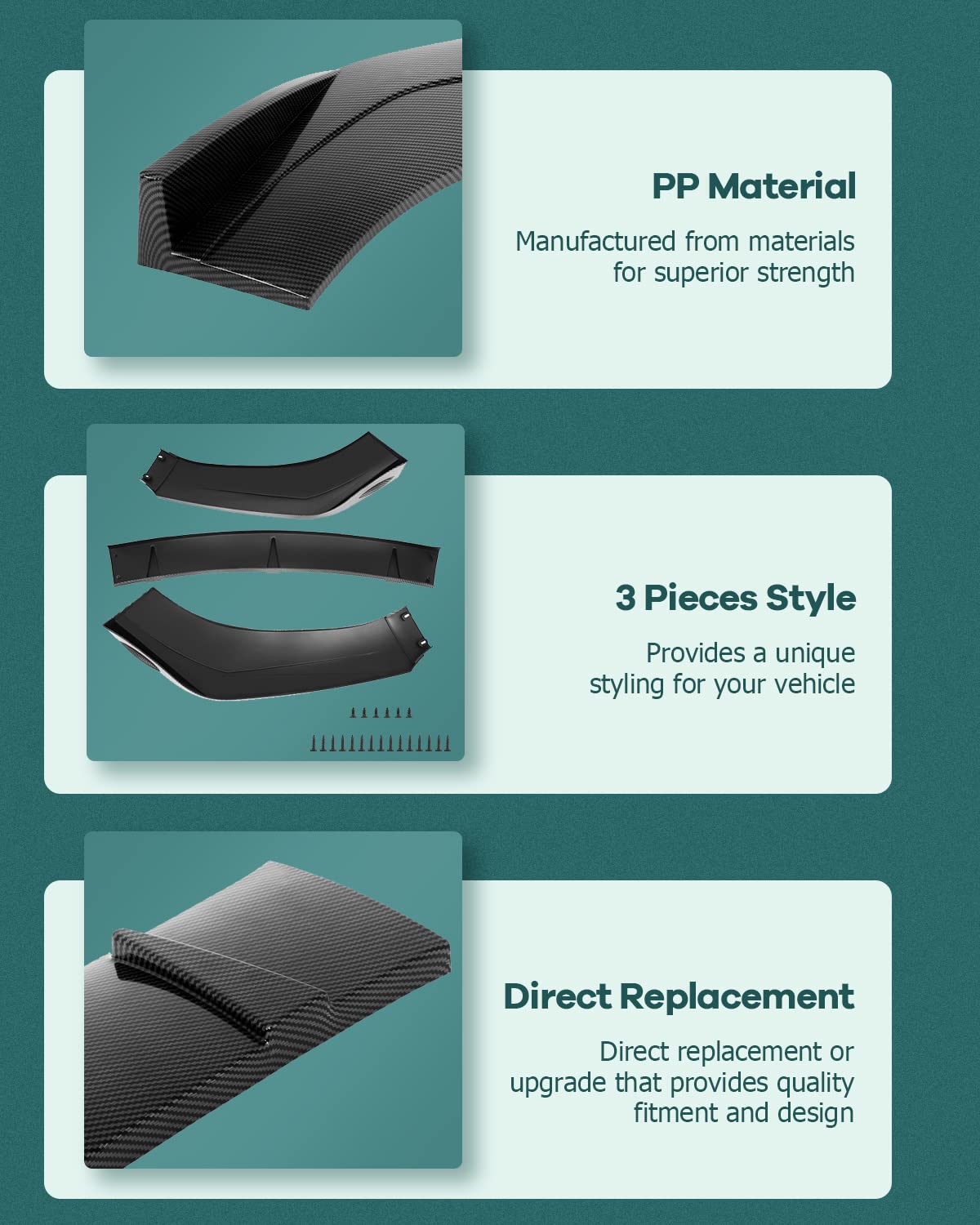 SCITOO Carbon Fiber Style Universal Front Bumper Lip Spoiler for Cars - Enhance Vehicle Aerodynamics & Sporty Look - Perfect for Street Racing, Car Shows & Daily Driving