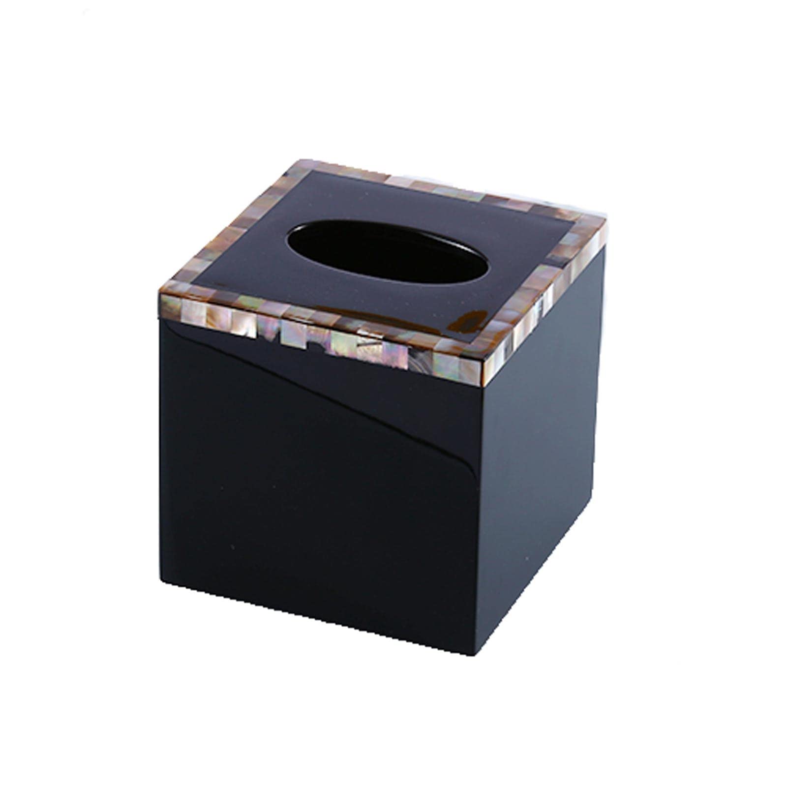 TOMYEUS Tissue Box Cover 5.4x5.4x5 Inches - Stylish Black Napkin Dispenser Holder for Home, Office & Restaurant - Perfect for Living Room, Kitchen Counter & Bathroom Organization