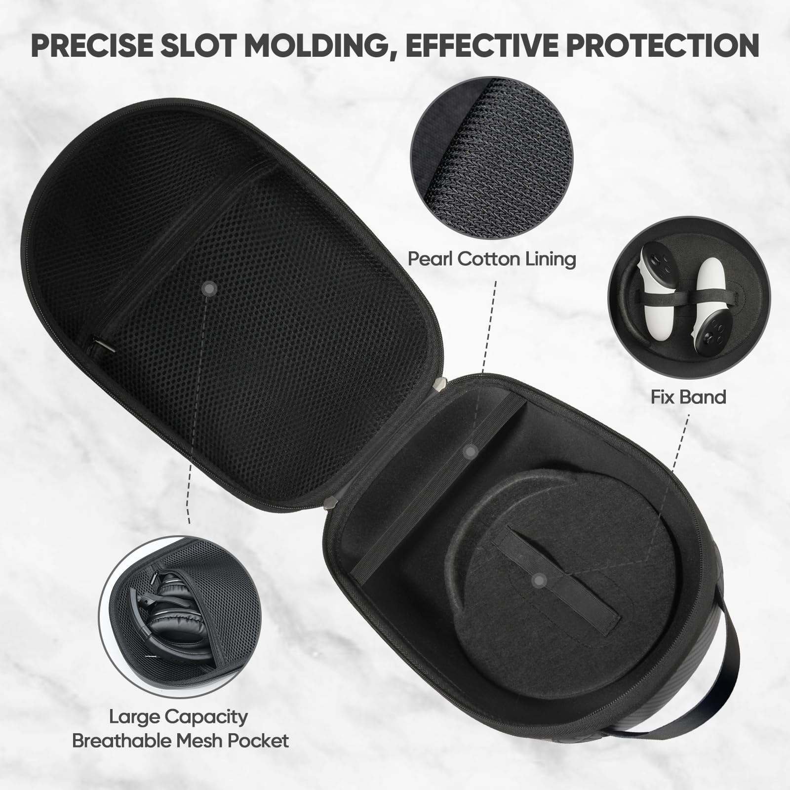 Premium Carbon Fiber Hard Carrying Case for Oculus Meta Quest 3S/Quest 3/Quest 2 - Protective Travel Storage Solution for VR Headset, Controllers & Official Accessories | Perfect for Gaming, Travel & Home Organization