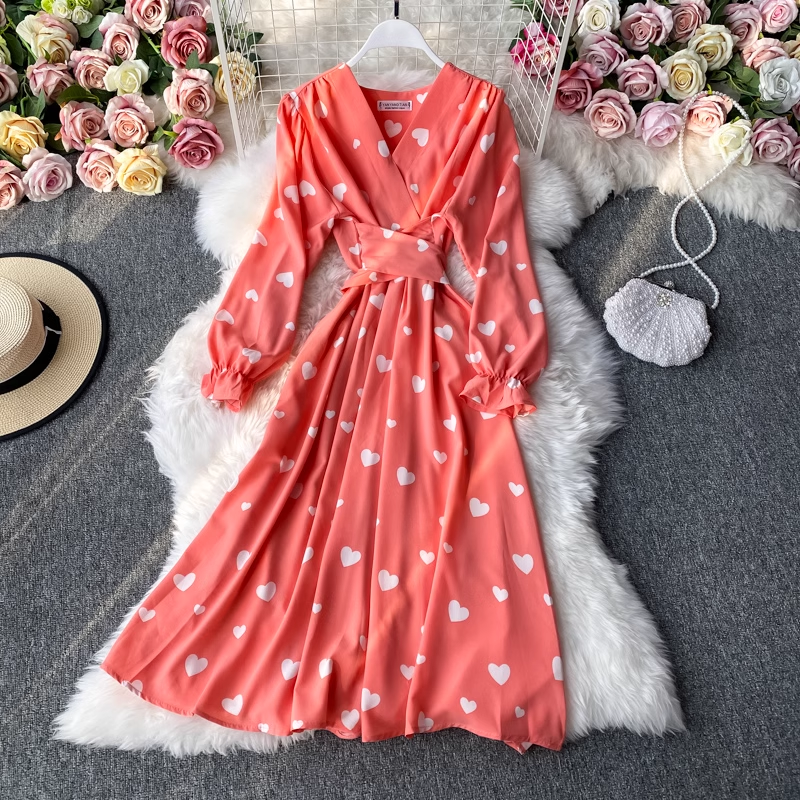 French V-Neck Short Sleeve Summer Swing Dress - Flowy Casual Sundress for Beach, Vacation & Date Night | Women's Elegant Midi Dress 923
