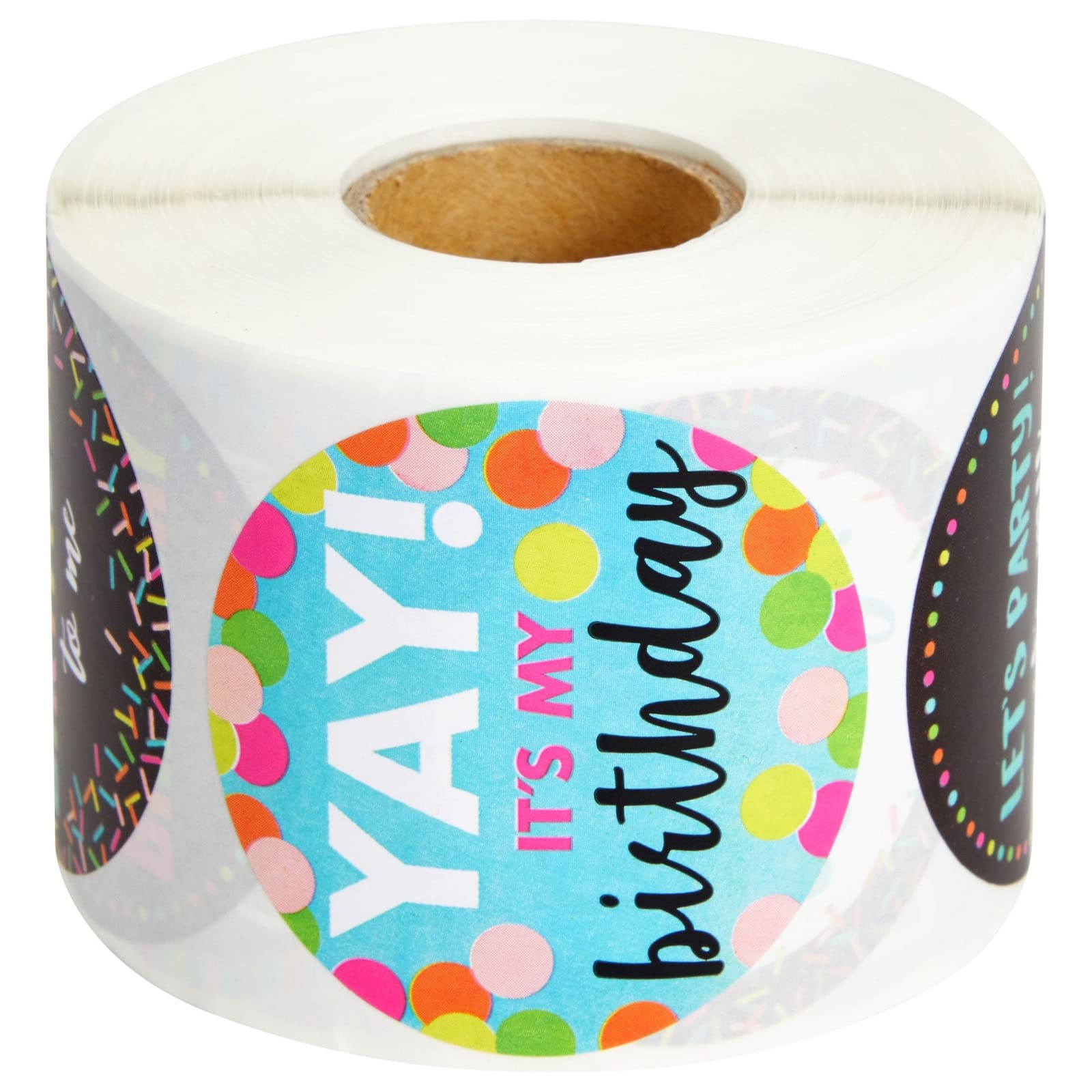 BLUE PANDA 504-Piece Round Birthday Stickers for Kids - 6 Assorted Designs (2 Inch) - Perfect for Classroom Rewards, Student Party Favors & Teacher Appreciation Gifts | Great for Birthday Celebrations, Scrapbooking & DIY Projects