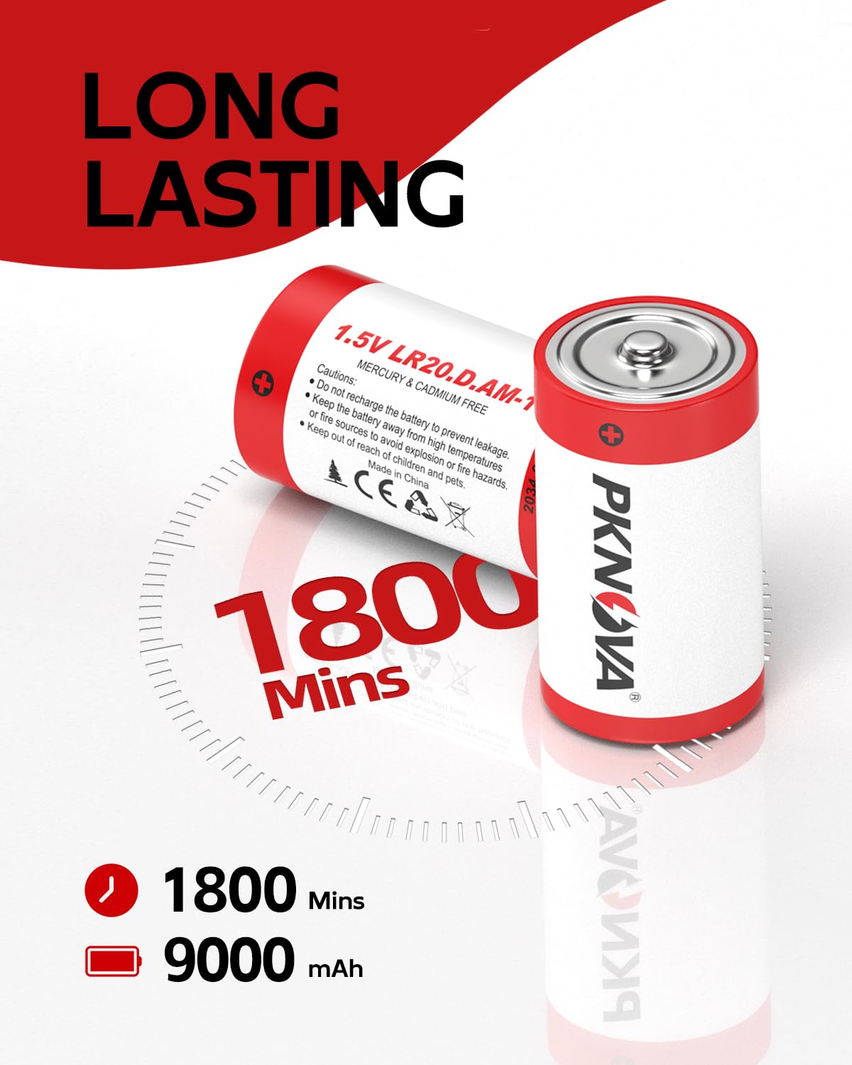 8 Pack D Batteries 1.5V LR20 Alkaline D Cell - Long Lasting Power for Flashlights, Toys, Radios & Household Devices - Ideal for Outdoor Camping & Emergency Use