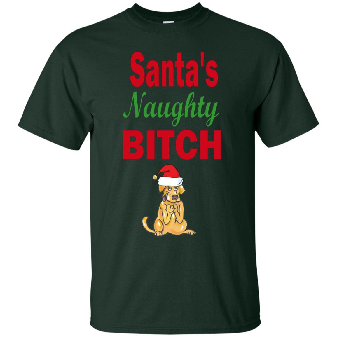 Santa's Naughty Bitch Cotton T-Shirt | Funny Christmas Party Outfit | WineyBitches.co | Perfect for Holiday Gatherings & Ugly Sweater Parties