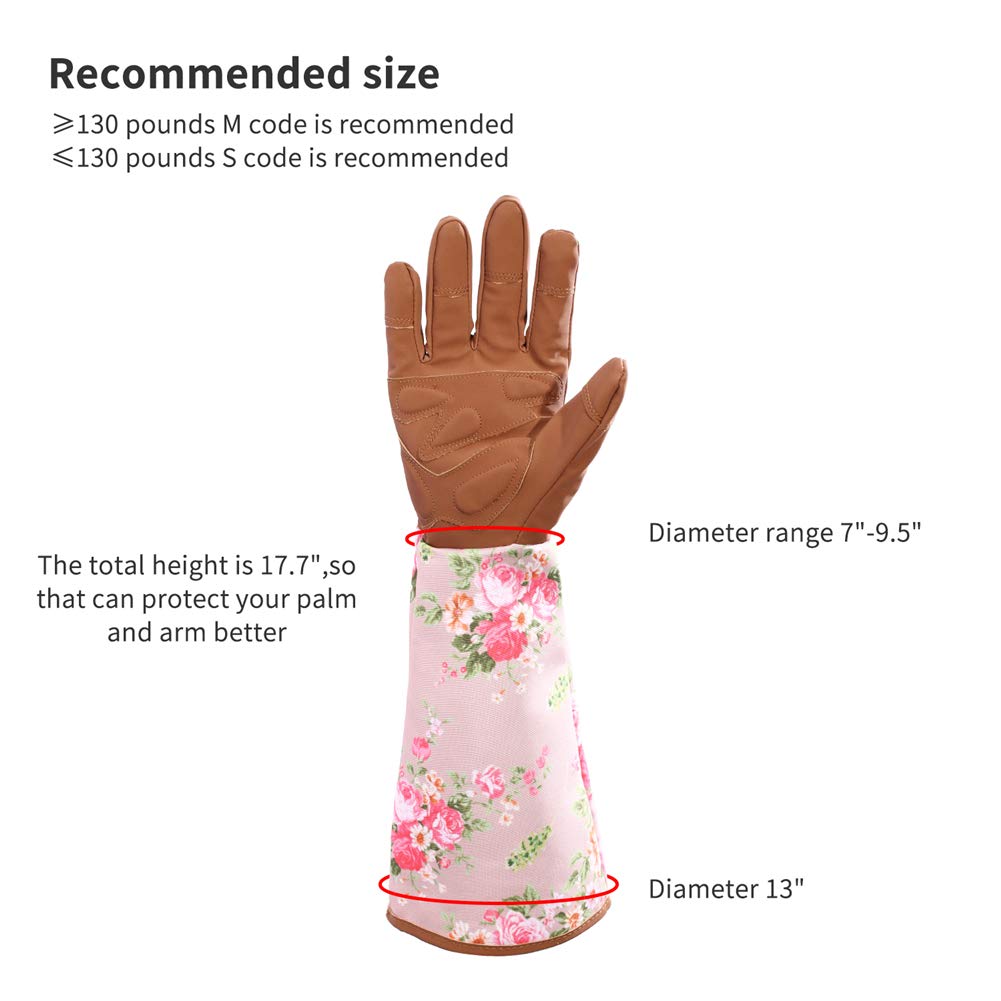 Leather Gardening Gloves for Women - Thorn Proof, Extended Long Rose Pruning Gloves - Perfect Gift for Mother & Grandma - Ideal for Rose Gardening, Pruning, and Outdoor Work (Brown)
