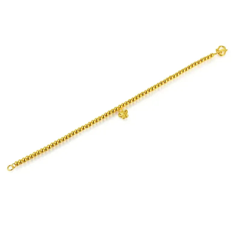 24K Pure Gold Bracelet for Women - Classic Ball Butterfly Design, Elegant Bangle Chain & Link Bracelet, 999 Solid Gold Jewelry for Party, Wedding & Special Occasions