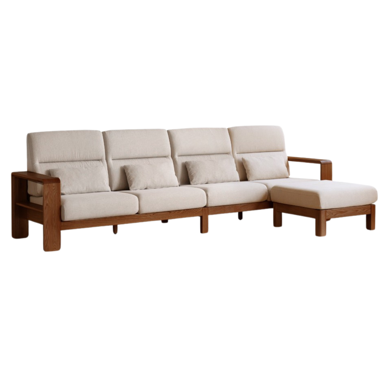 123.2x65.3x38.1 inch / 313x166x97 cm / Walnut Color / four-person corner imitation cotton