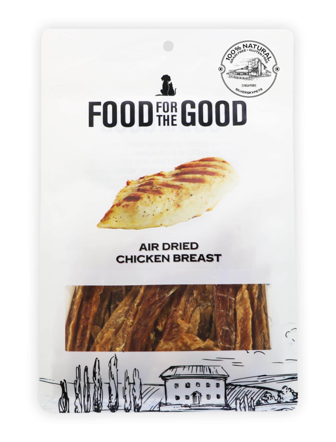 Premium Air Dried Chicken Breast Dog & Cat Treats - 100% Natural, Grain-Free, High Protein Pet Snacks - Perfect for Training Rewards & Dental Health (300g)