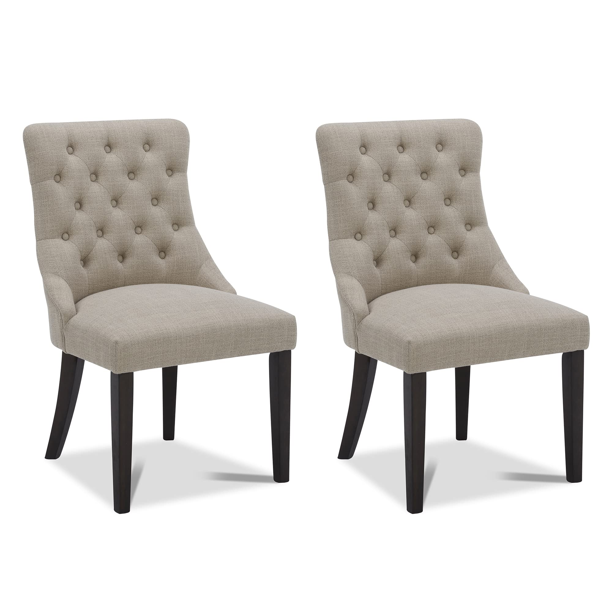 CHITA Farmhouse Tufted Dining Chairs Set of 2 - Modern Upholstered High Back Fabric Dining Room Chairs in Flax Beige - Perfect for Kitchen, Dining Room, and Farmhouse Decor