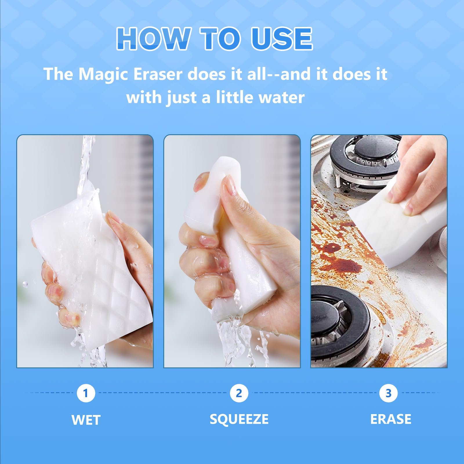 Magic Sponge Eraser - 10 Pack Melamine Foam Cleaning Pads for Walls, Oven, Kitchen & Shoes | Heavy Duty Stain Remover for Home & Office Cleaning | Perfect for Bathroom, Tiles & Household Surfaces