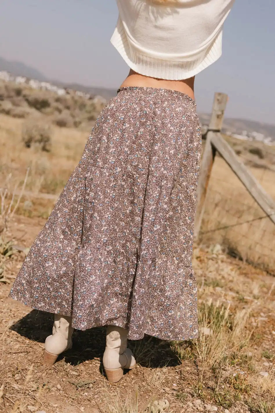 Mara Tiered Midi Skirt for Women - Flowy Boho Summer Skirt with Elastic Waist | Perfect for Beach, Vacation, and Casual Outfits