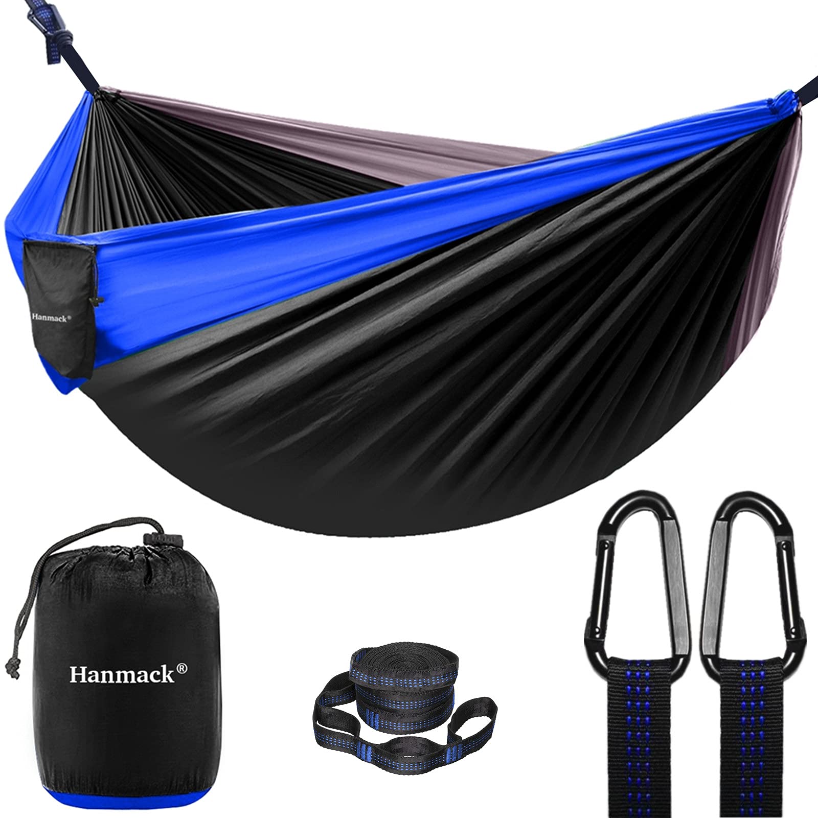 **Double Hammock for 2 Person - Portable Lightweight Camping Hammock with 2 Tree Straps (16+2 Loops), 210T Nylon Parachute Fabric - Perfect for Backpacking, Hiking, Beach, Travel & Outdoor Adventures**    *(Use Case: Ideal for couples, friends, or solo travelers looking for a comfortable and durable hammock for camping, picnics, or relaxing in nature.)*
