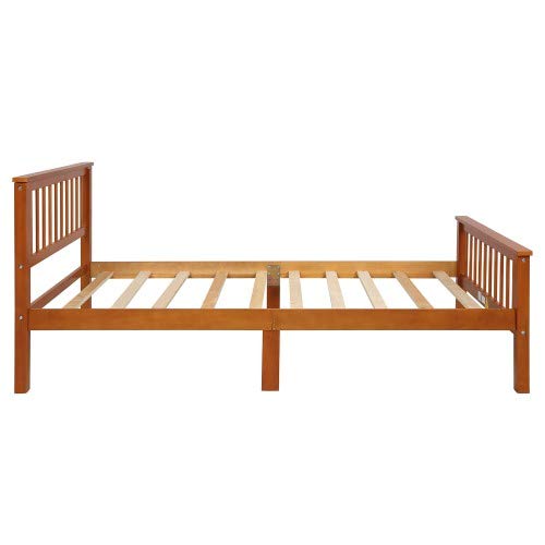 Solid Oak Wood Bed Frame Twin Size - Heavy Duty 300lb Capacity Platform Bed with Headboard & Footboard, No Box Spring Needed - Perfect for Kids' Rooms, Guest Bedrooms & Small Spaces