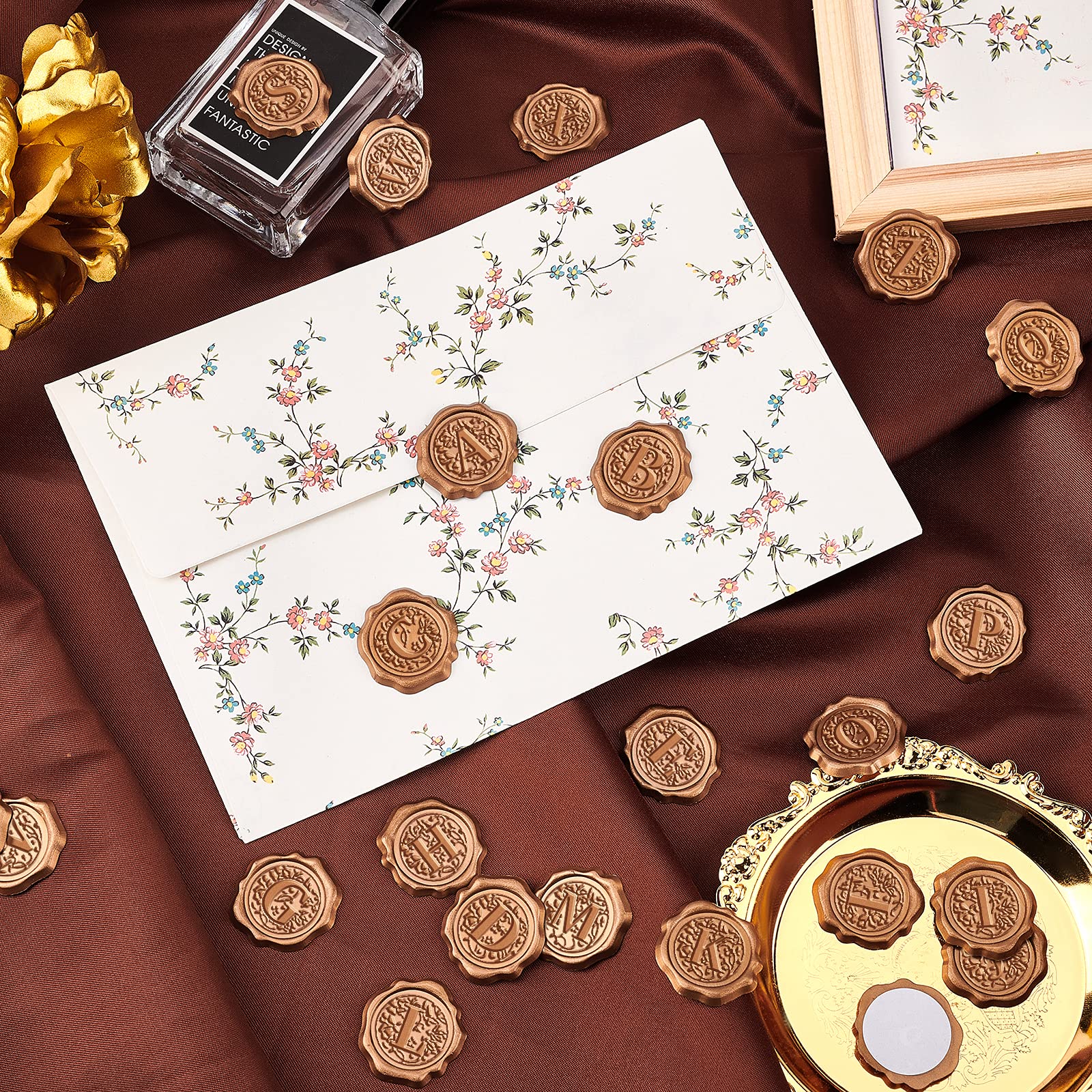Gold Letter A Wax Seal Stickers - Self-Adhesive for Wedding Invitations & Envelopes