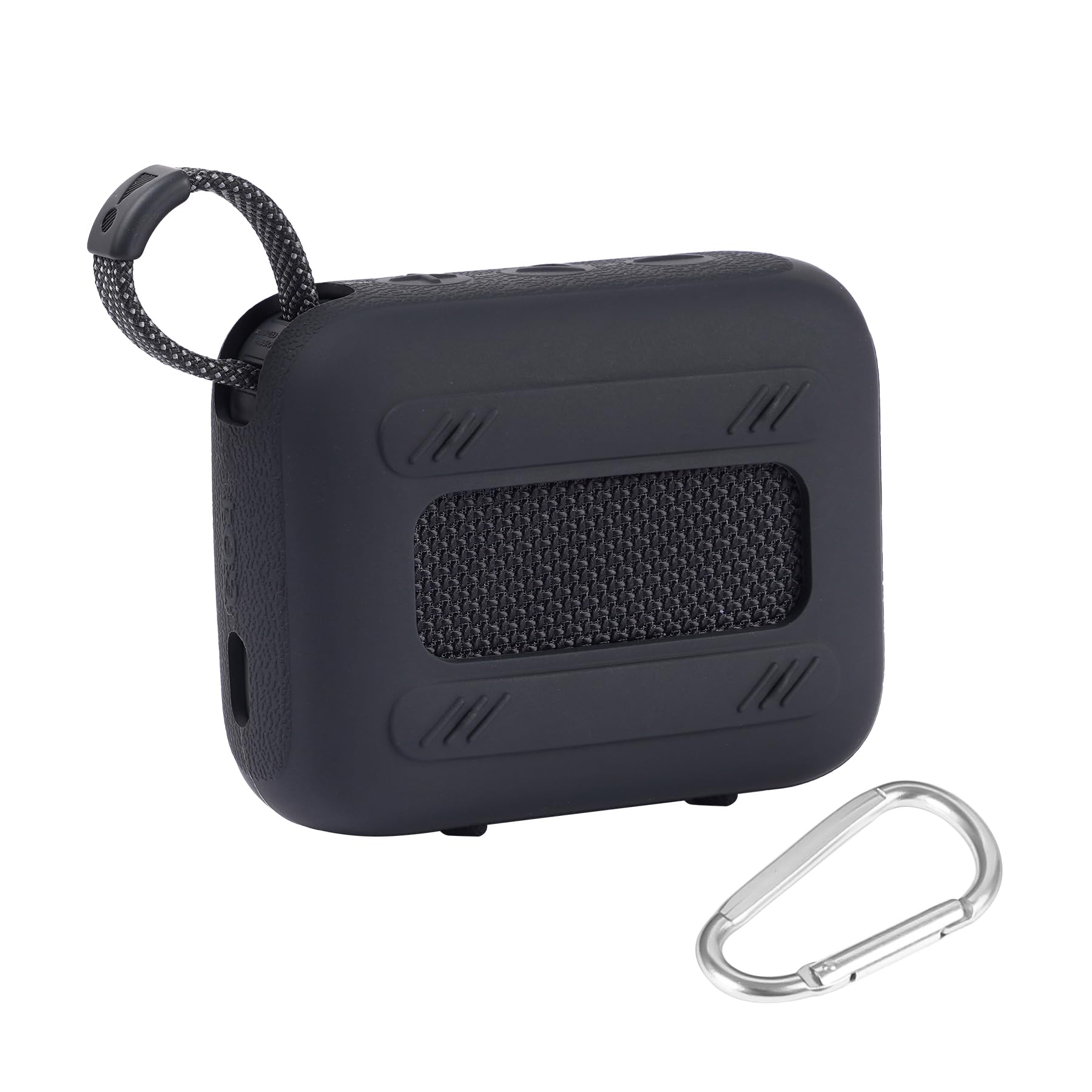 JBL Go 4 Waterproof Bluetooth Speaker Silicone Protective Cover Case with Carabiner - Portable Travel Skin Case for Outdoor, Beach, Pool & Camping (Black) - co2CREA