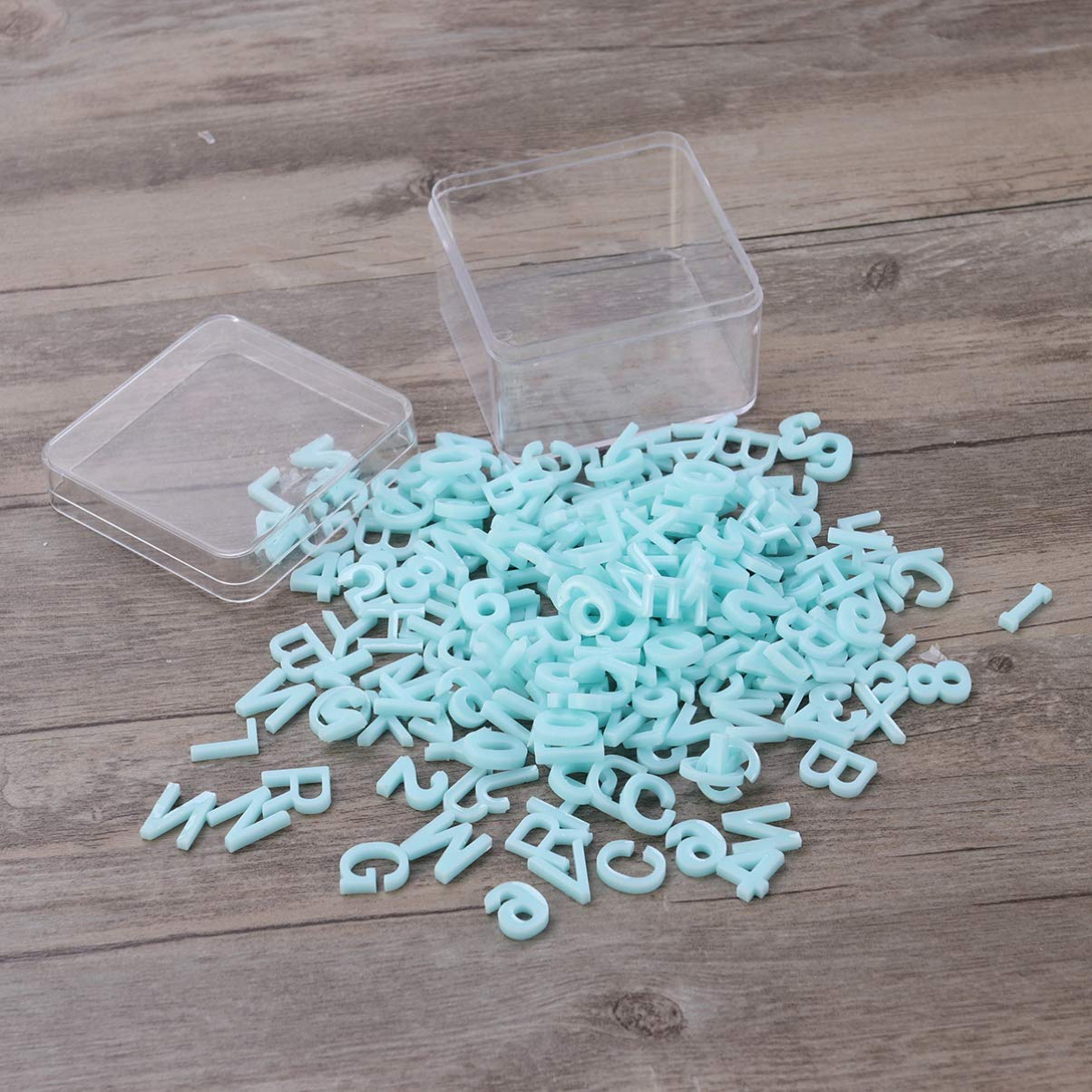 Exceart 200pcs Resin Alphabet Letter Beads - DIY Craft Flatback Embellishments for Jewelry Making, Scrapbooking & Keychains - Includes Plastic Storage Box (Blue) - Perfect for DIY Gifts, Home Decor & Party Favors