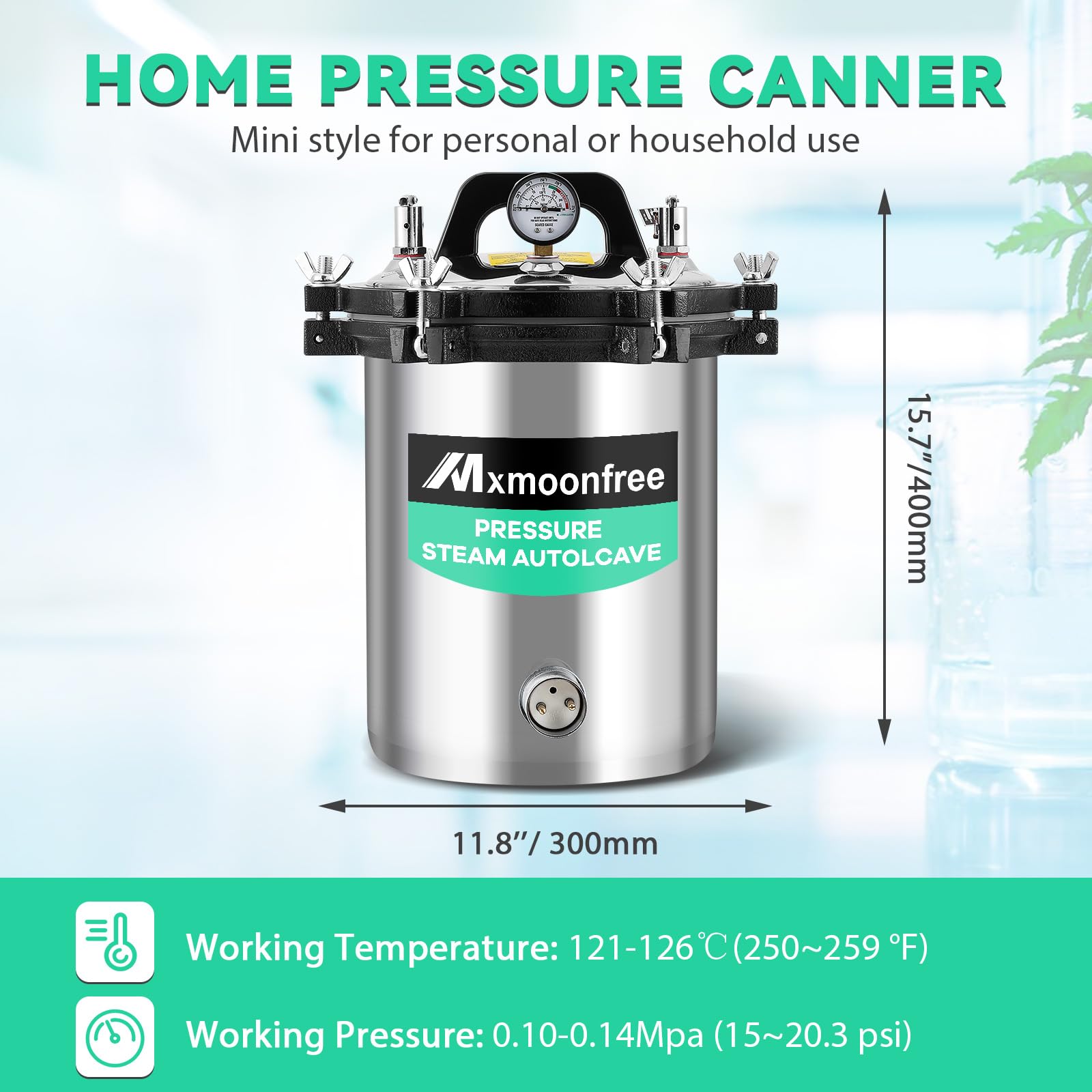 12L Lab Autoclave Sterilizer - Portable Steam Sterilizer for Laboratory Equipment, Culture Media, Glassware & Jar Canning - 110V for Home, Clinic & Research Labs