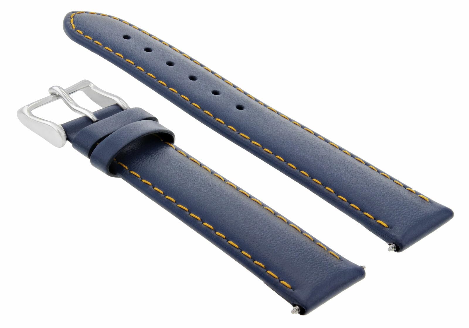 18mm Smooth Leather Watch Band Strap for Men's Tudor Watch - Blue Genuine Leather with Orange Stitching - Replacement Strap for Everyday Wear, Business & Casual Occasions